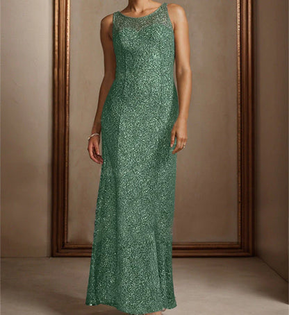 Chiffon floor length bridal mother with beaded sequins