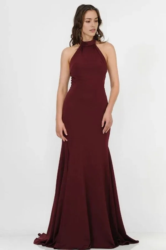 Elegant High-Neck Sleeveless Back Zip Mermaid Floor length  prom dress for bride hot sale