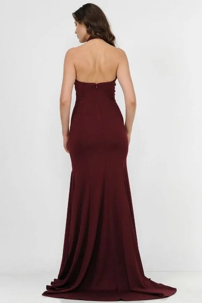 Elegant High-Neck Sleeveless Back Zip Mermaid Floor length  prom dress for bride hot sale