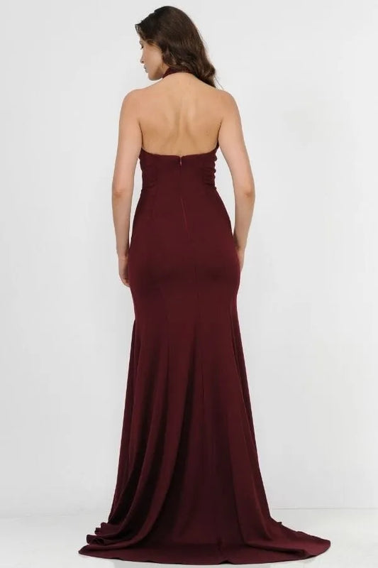 Elegant High-Neck Sleeveless Back Zip Mermaid Floor length  prom dress for bride hot sale