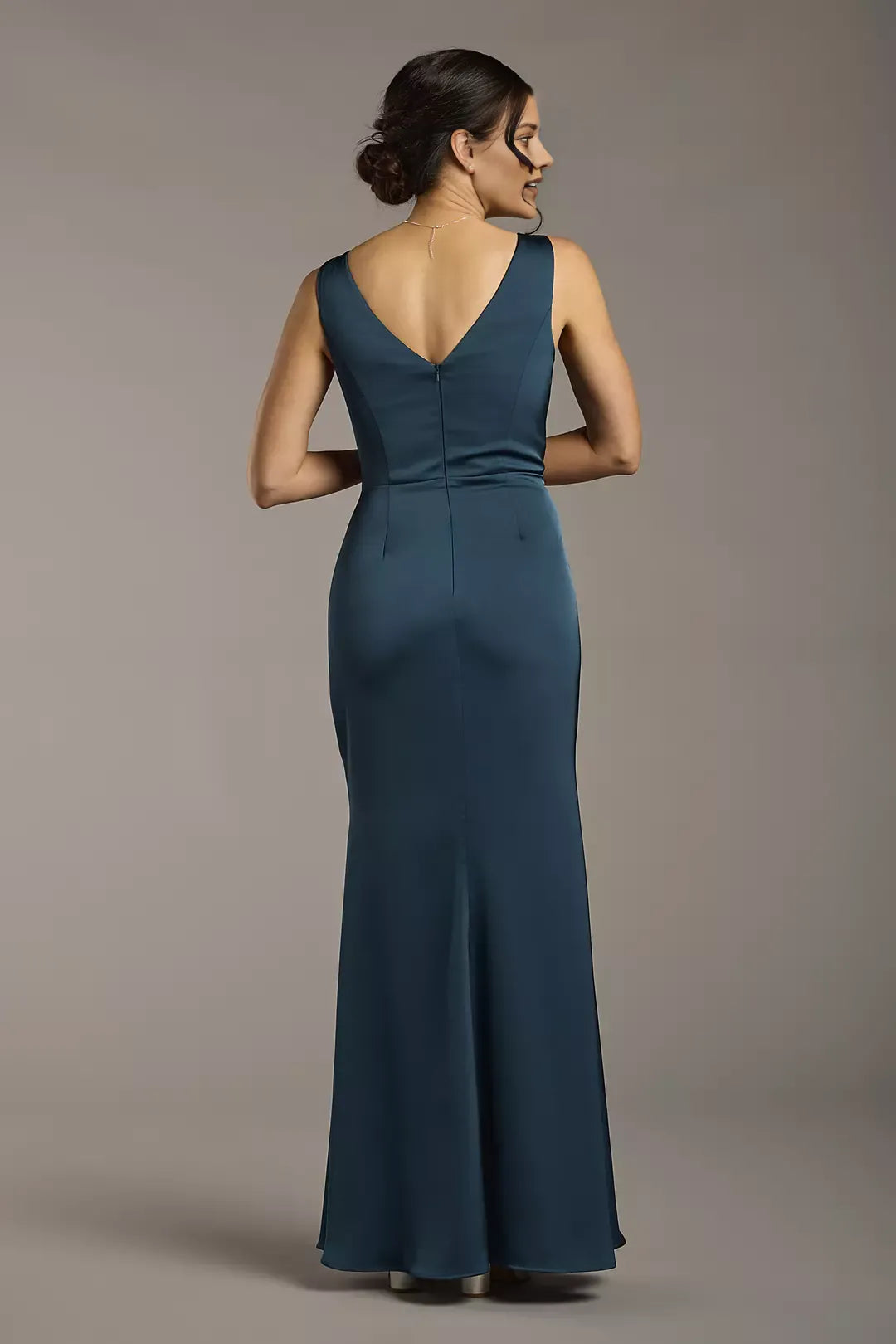 Elegant Mermaid Boat Neck Cascade Sleeveless Back Zip Ankle-Length Mother of the Bride Dress