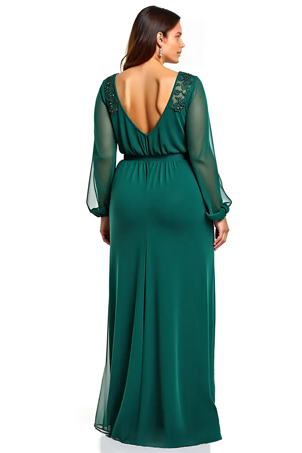 Elegant Mermaid Off-Shoulder Short Sleeve V back Floor-Length Plus Size Mother of the Bride Dress