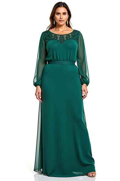 Elegant Mermaid Off-Shoulder Short Sleeve V back Floor-Length Plus Size Mother of the Bride Dress