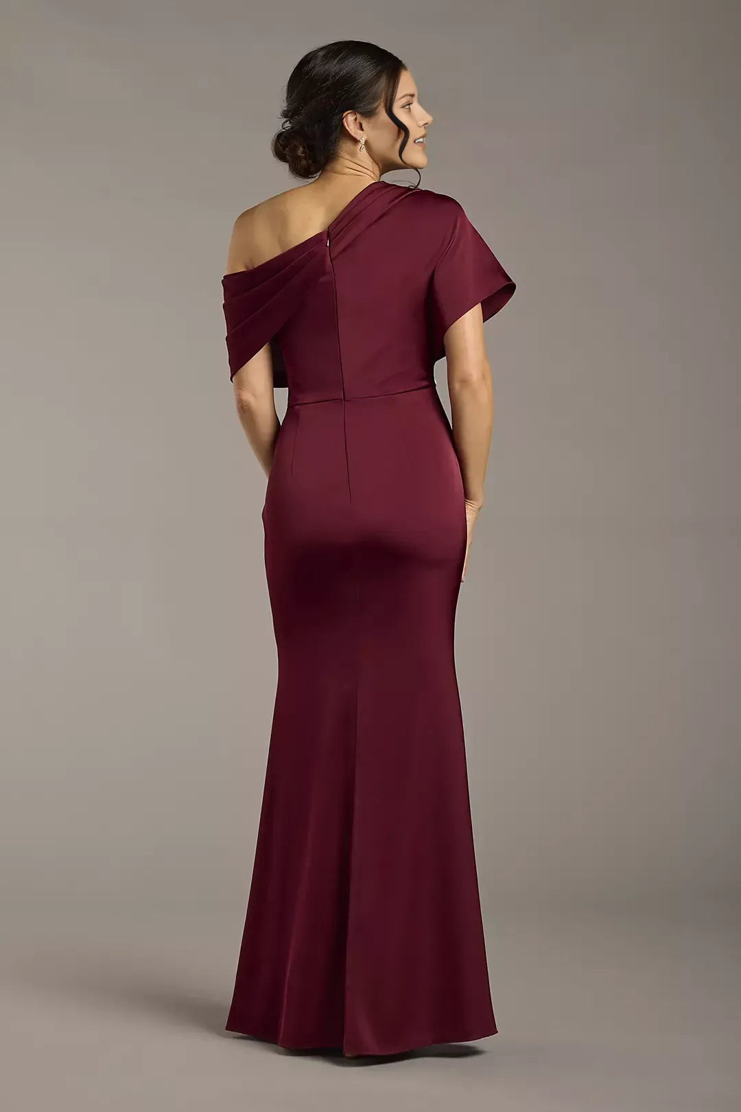 Elegant Mermaid Satin One-Shoulder Sleeveless Draped Back zipper Floor-Length Mother of the Bride Dress