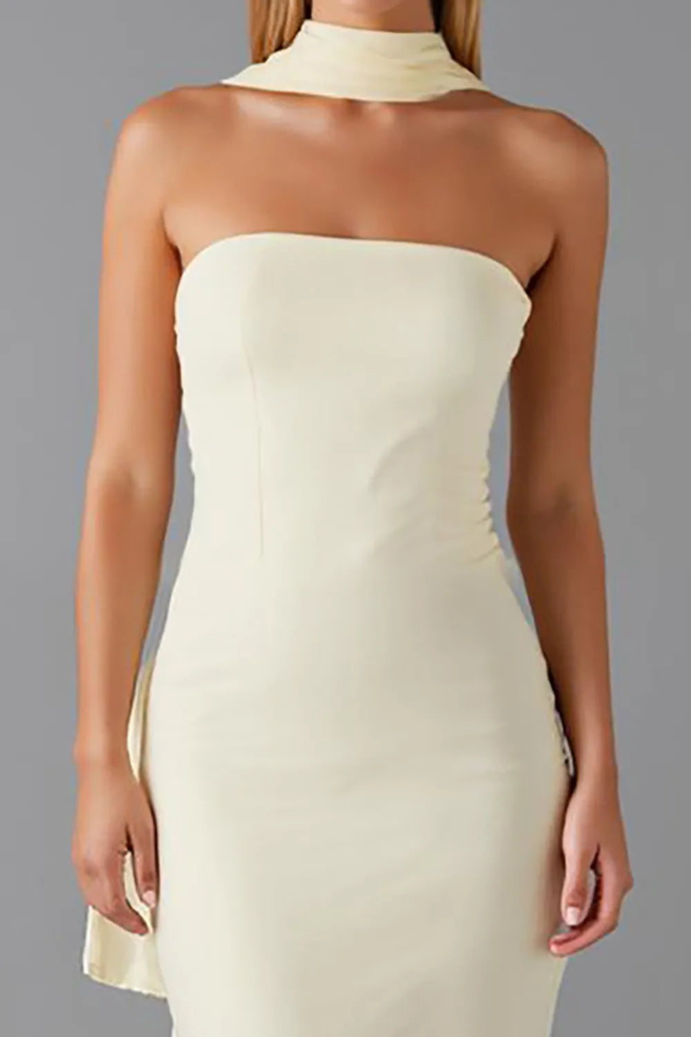 Elegant Mermaid Strapless Sleeveless Tie-Back Floor-Length Chiffon Evening Dresses