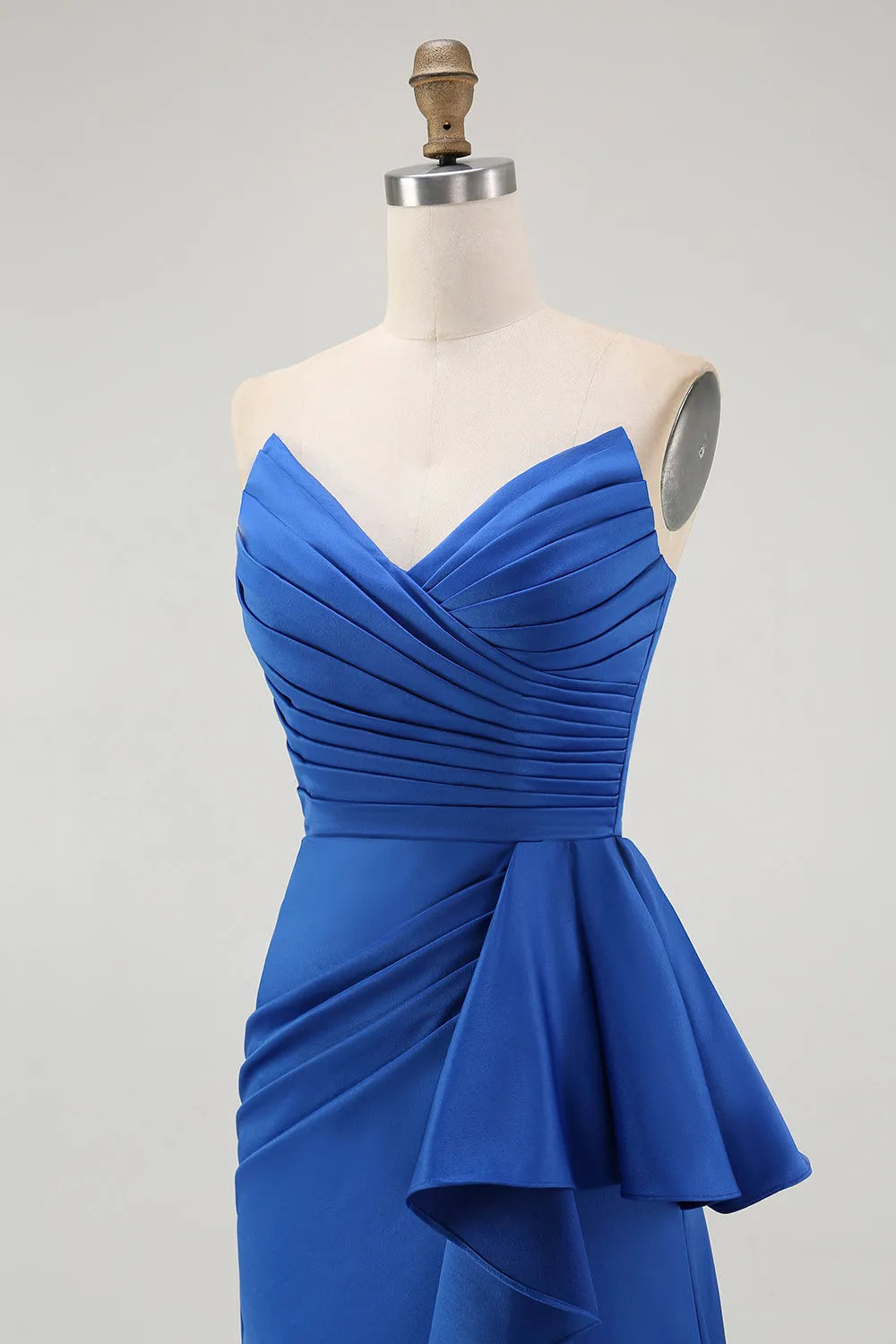 Elegant Royal Blue Mermaid Sweetheart Neck Sleeveless Lace Up Back Ruffle Floor-Length Prom Dresses