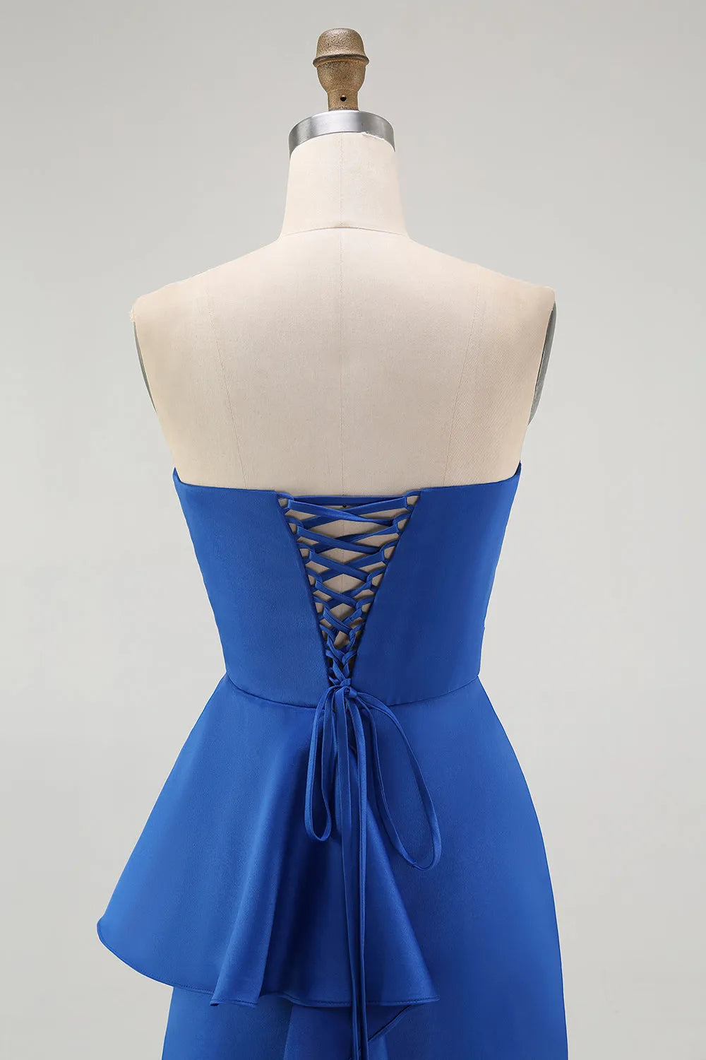 Elegant Royal Blue Mermaid Sweetheart Neck Sleeveless Lace Up Back Ruffle Floor-Length Prom Dresses