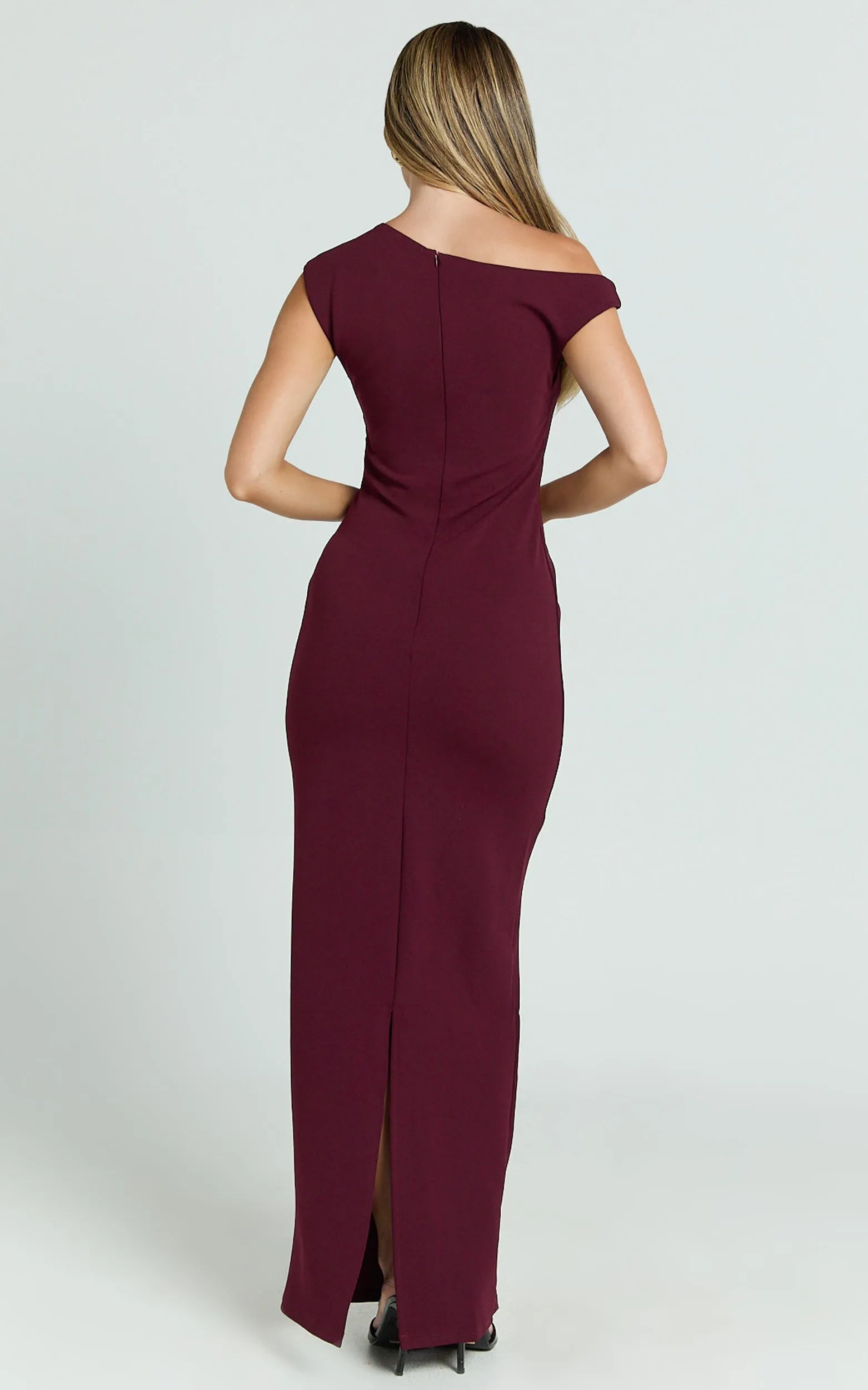 Elegant Sheath Off The Shoulder Sleeveless Back Zip Ruched Slit Ankle-Length Prom Dresses Hot sale