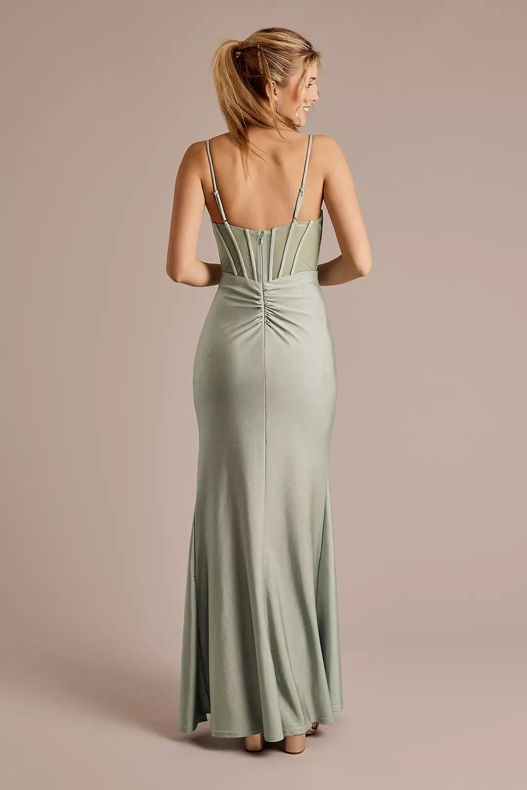 Elegant Sheath Rhinestone Sweetheart Neck Corset Sleeveless Ruched Ankle-Length Prom Dresses Side Leg Slit