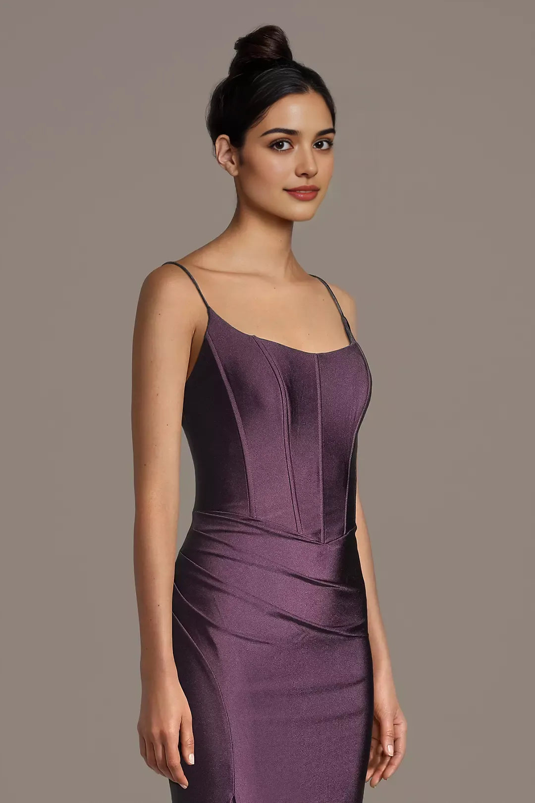 Elegant Sheath Sweetheart Neck Spaghetti Strap Corset Back Zip Ankle-Length Side Slit Prom Dresses