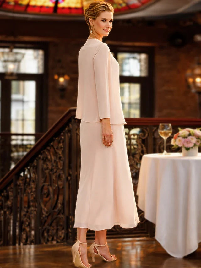 Elegant A-Line Jewel Neck Sleeveless Modest Blush Pink Midi Prom Gown