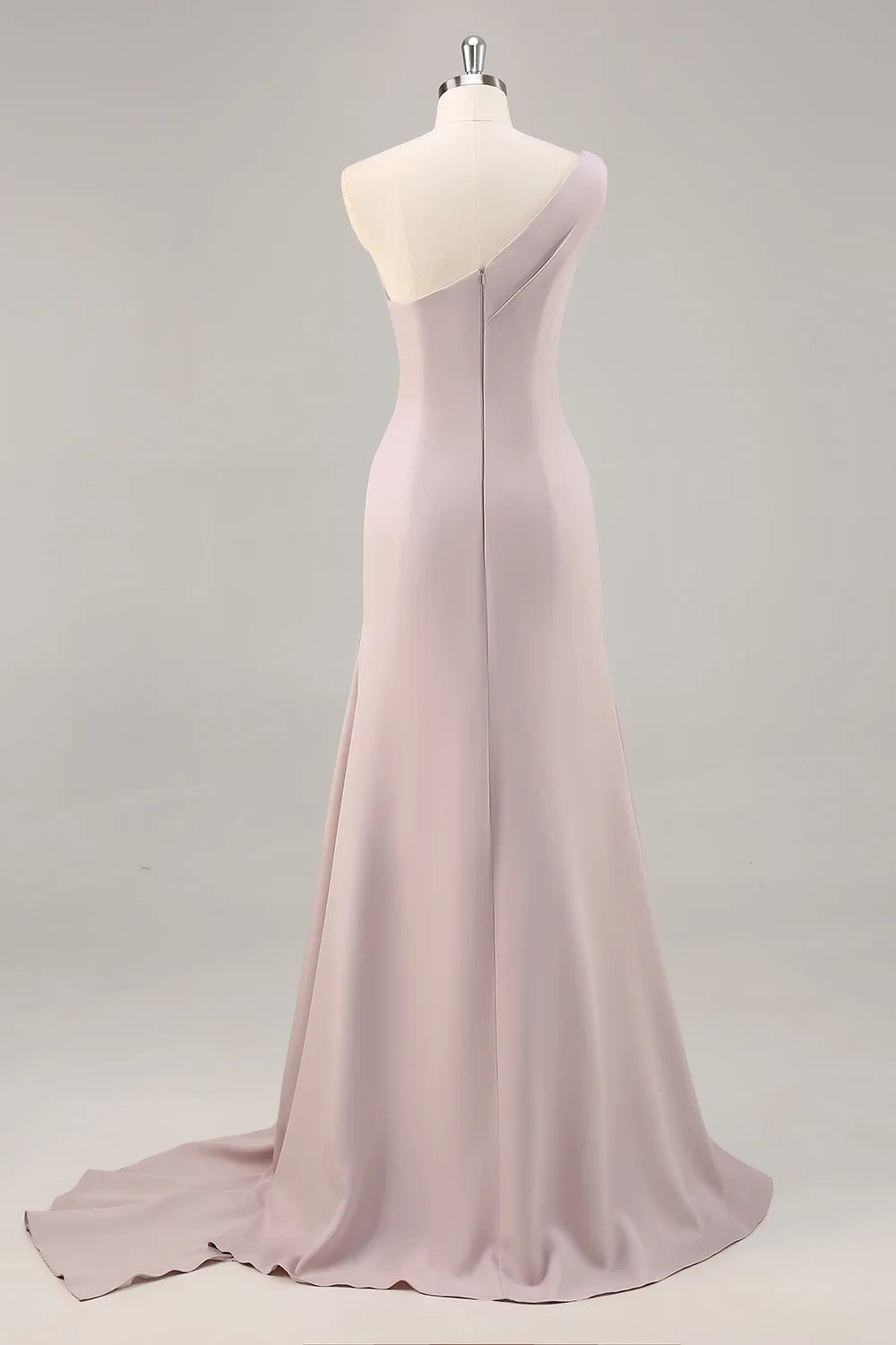 Elegant A-Line One-Shoulder Draped Chic Mauve Floor-Length Prom Gown