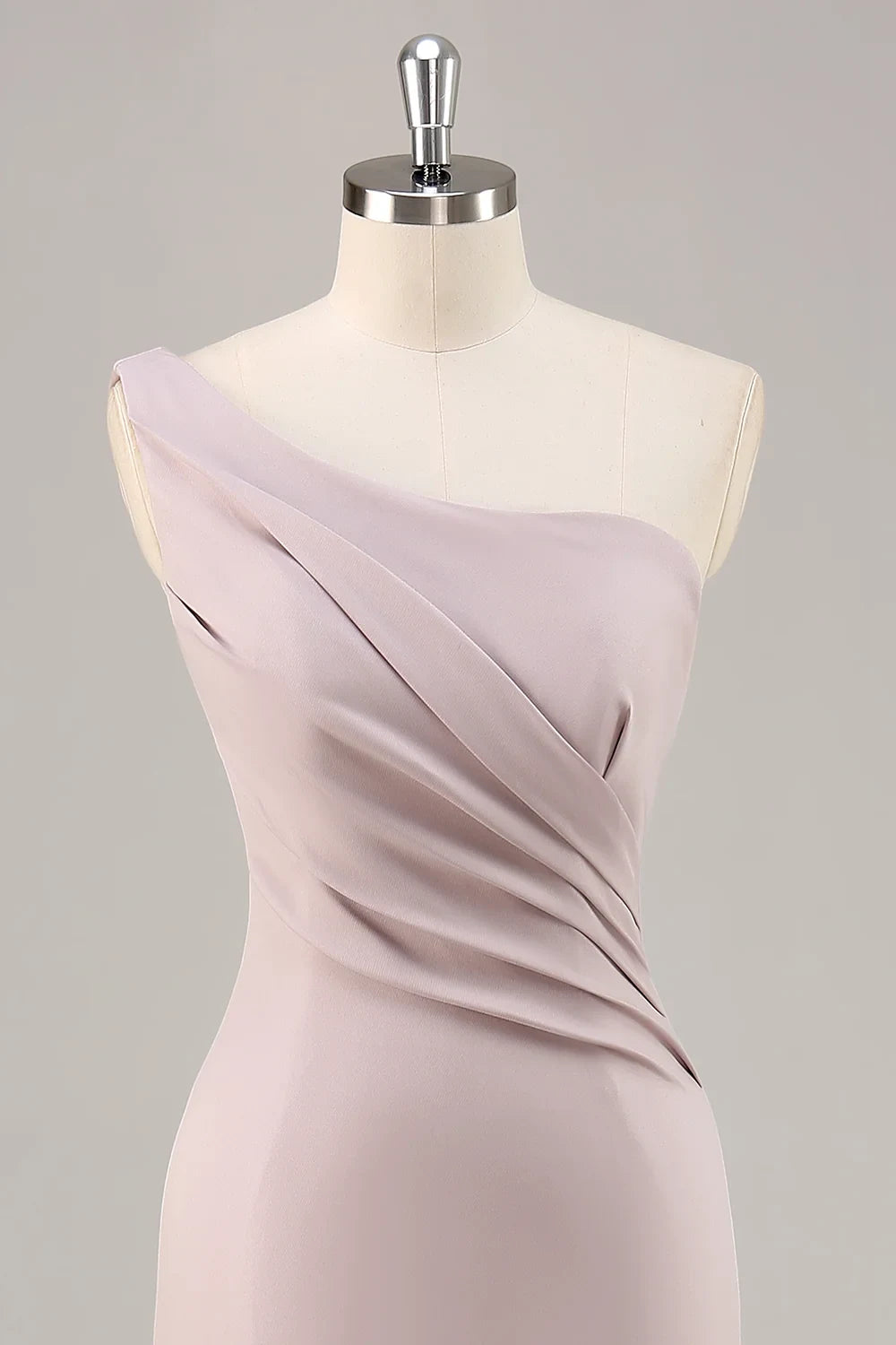 Elegant A-Line One-Shoulder Draped Chic Mauve Floor-Length Prom Gown