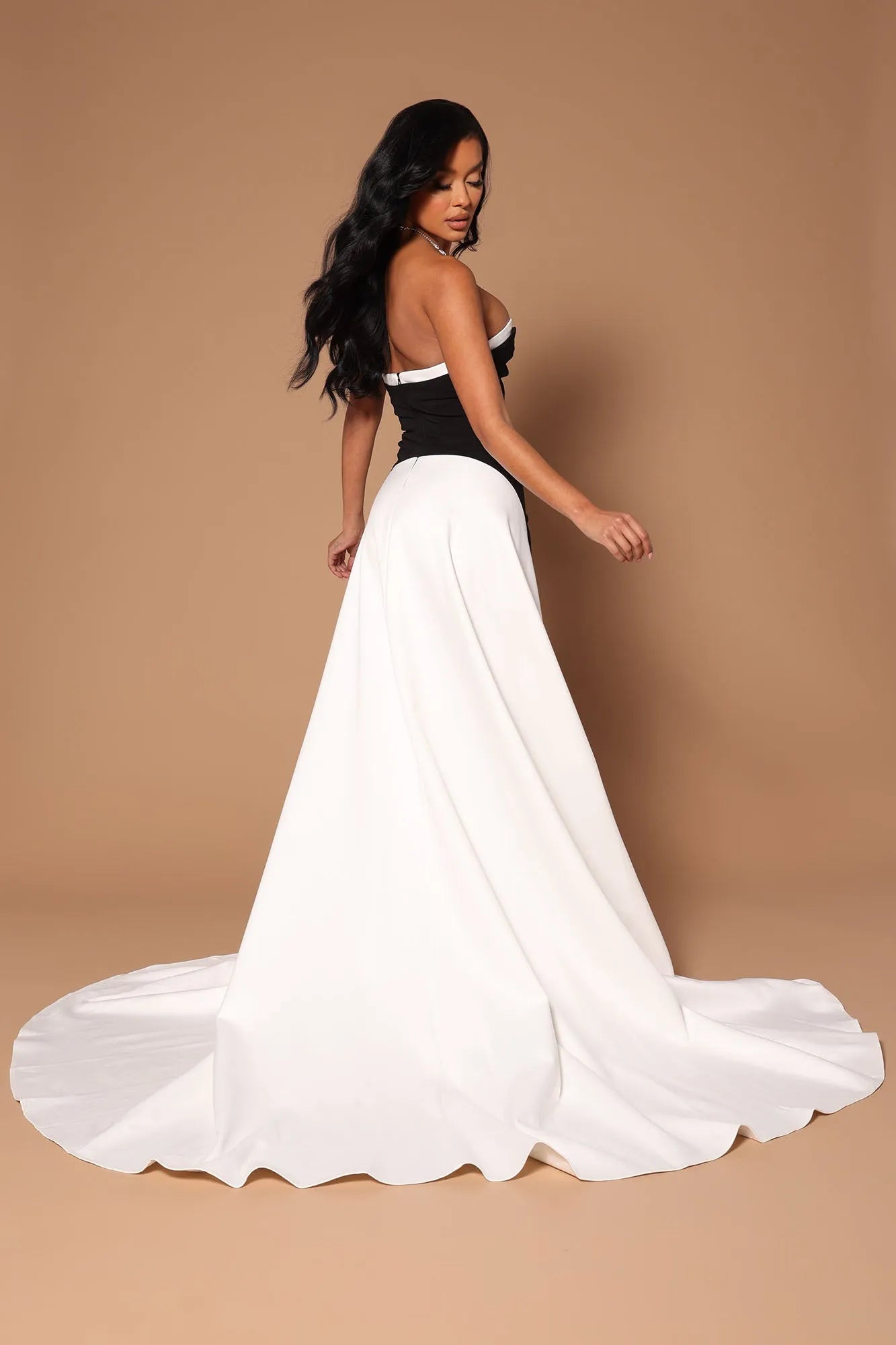 Elegant A-Line Sweetheart Neckline Sleeveless Back Zip Color Block Floor-Length Prom Dresses