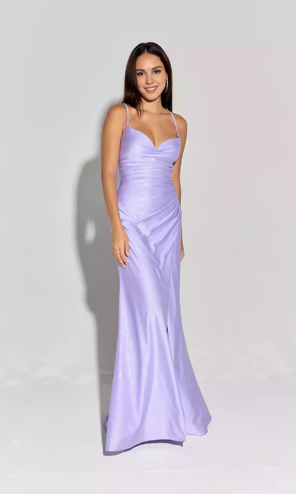 Elegant and charming heart-shaped neckline with pleated wrap, satin side slits, A-line skirt, showcasing elegant temperament Prom Dresses