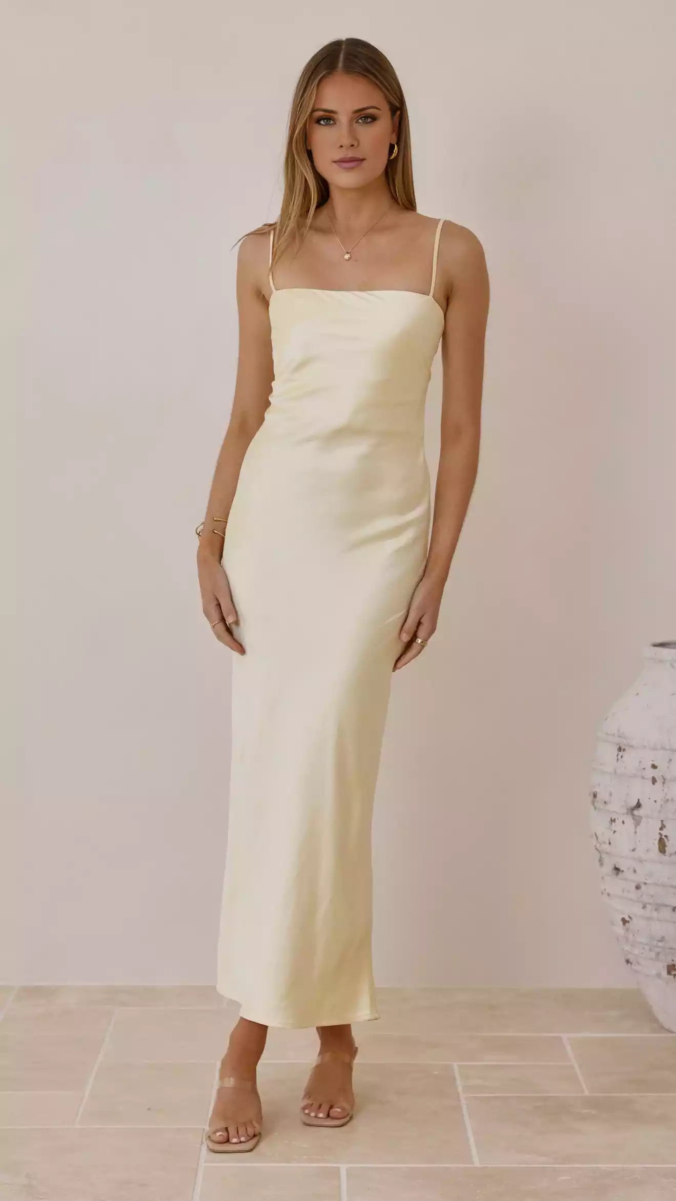 Elegant and exquisite straight neck adjustable cross exposed back details Prom Dresses