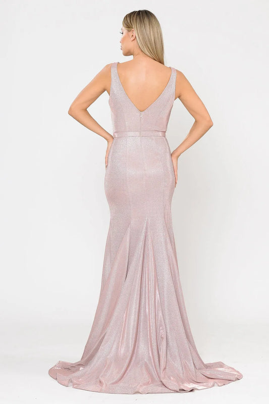 Elegant glitter Illusion V Neck sleeveless Back Zip  Floor length Mermaid  prom dress for women hot sale