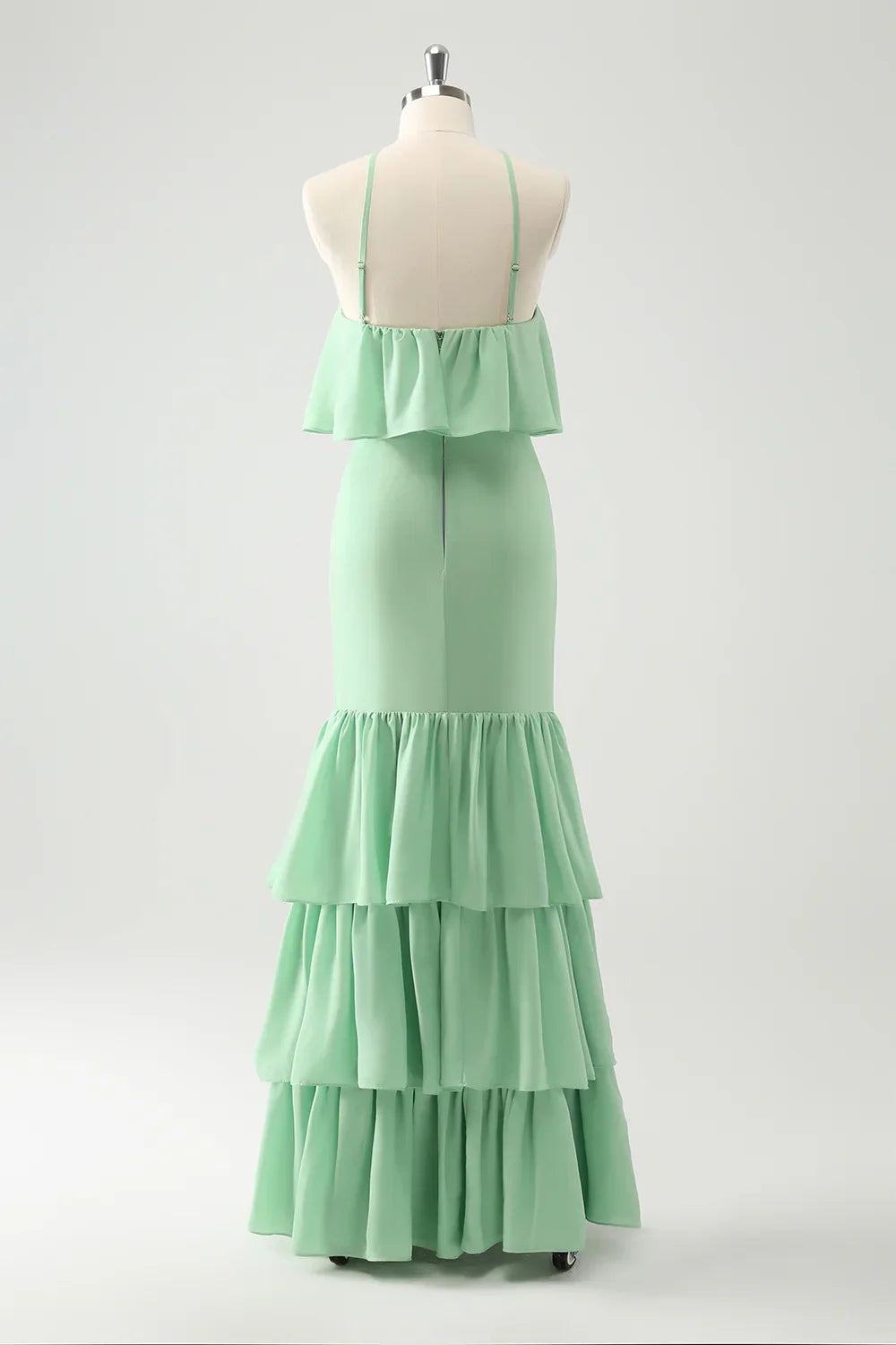 Elegant mermaid camisole layered long pleated bridesmaid dress