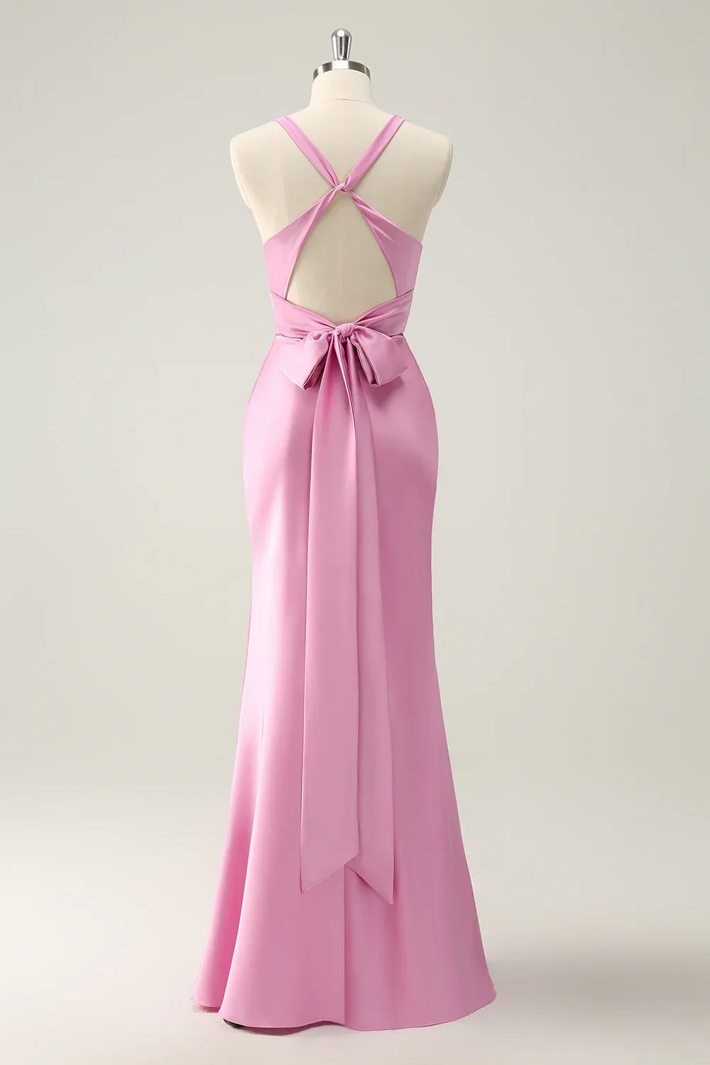 Elegant mermaid deep V-neck long back lace bridesmaid dress