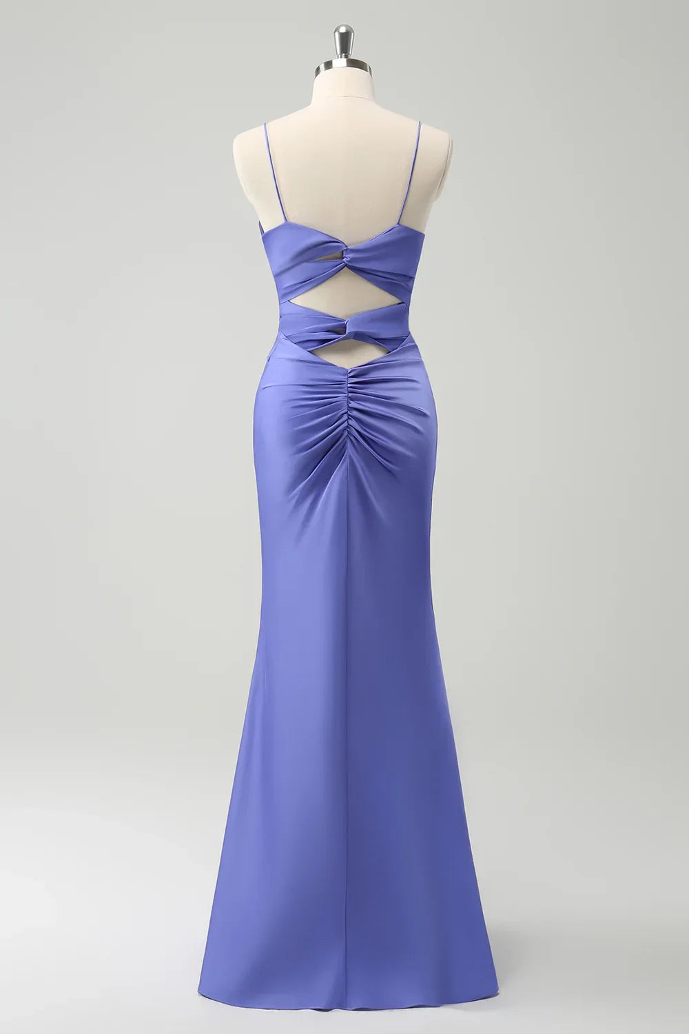 Elegant mermaid front cross pleated and floor bridesmaid dress