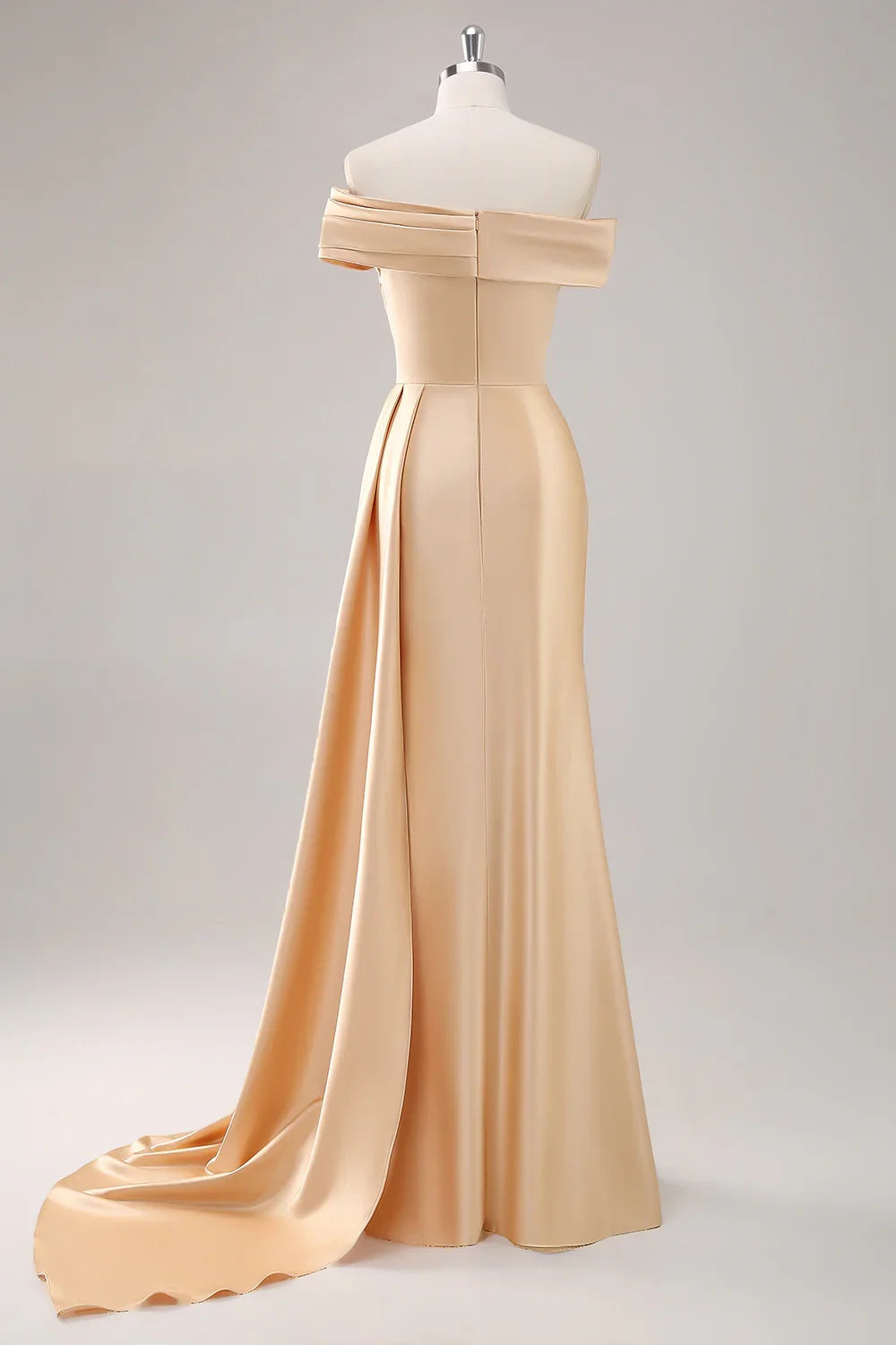 Elegant mermaid one shoulder pleated long side ribbon slim fit bride mother dress