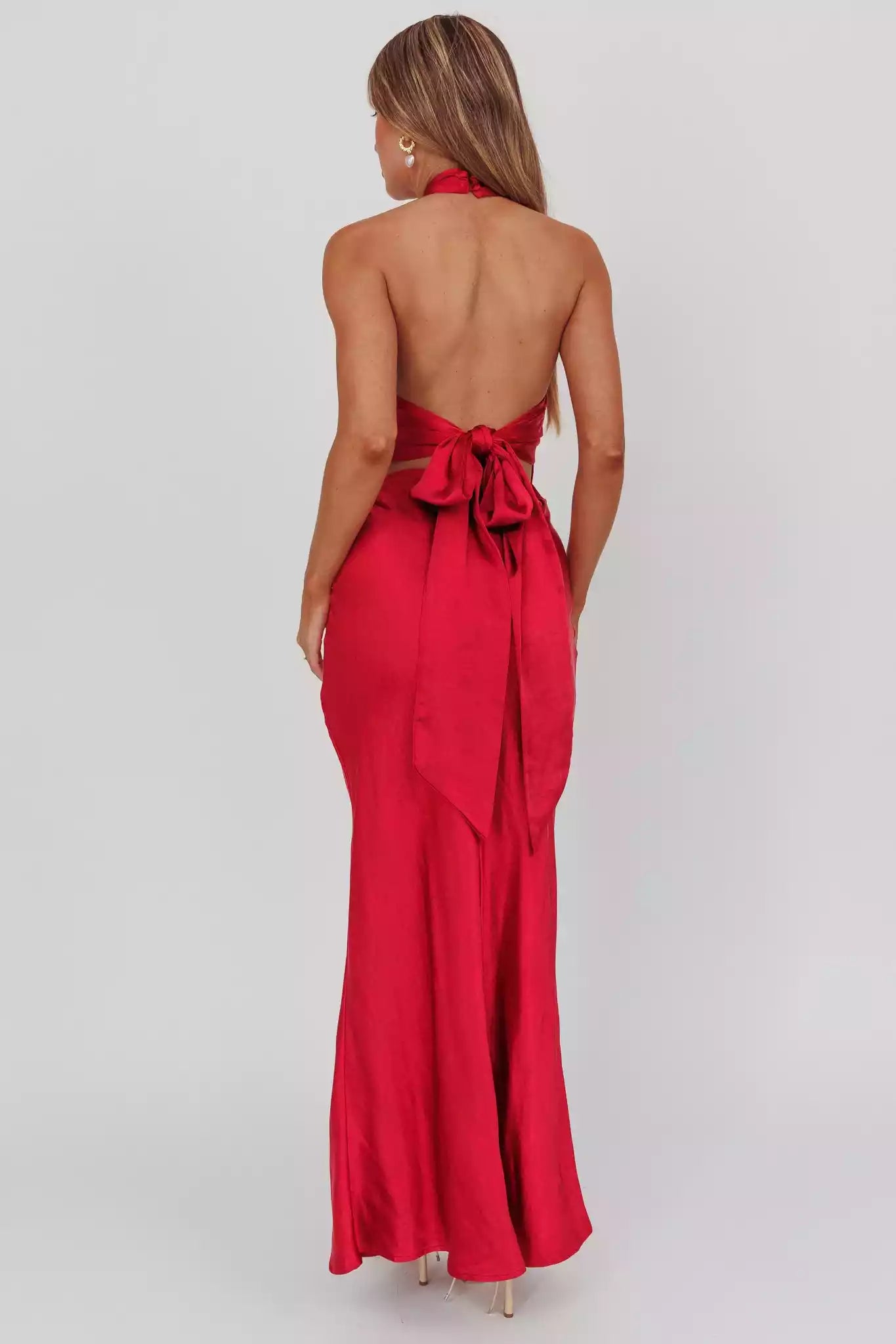 Elegant unlined cross hanging neck, backless bow tie, back zipper Bridesmaid Dresses