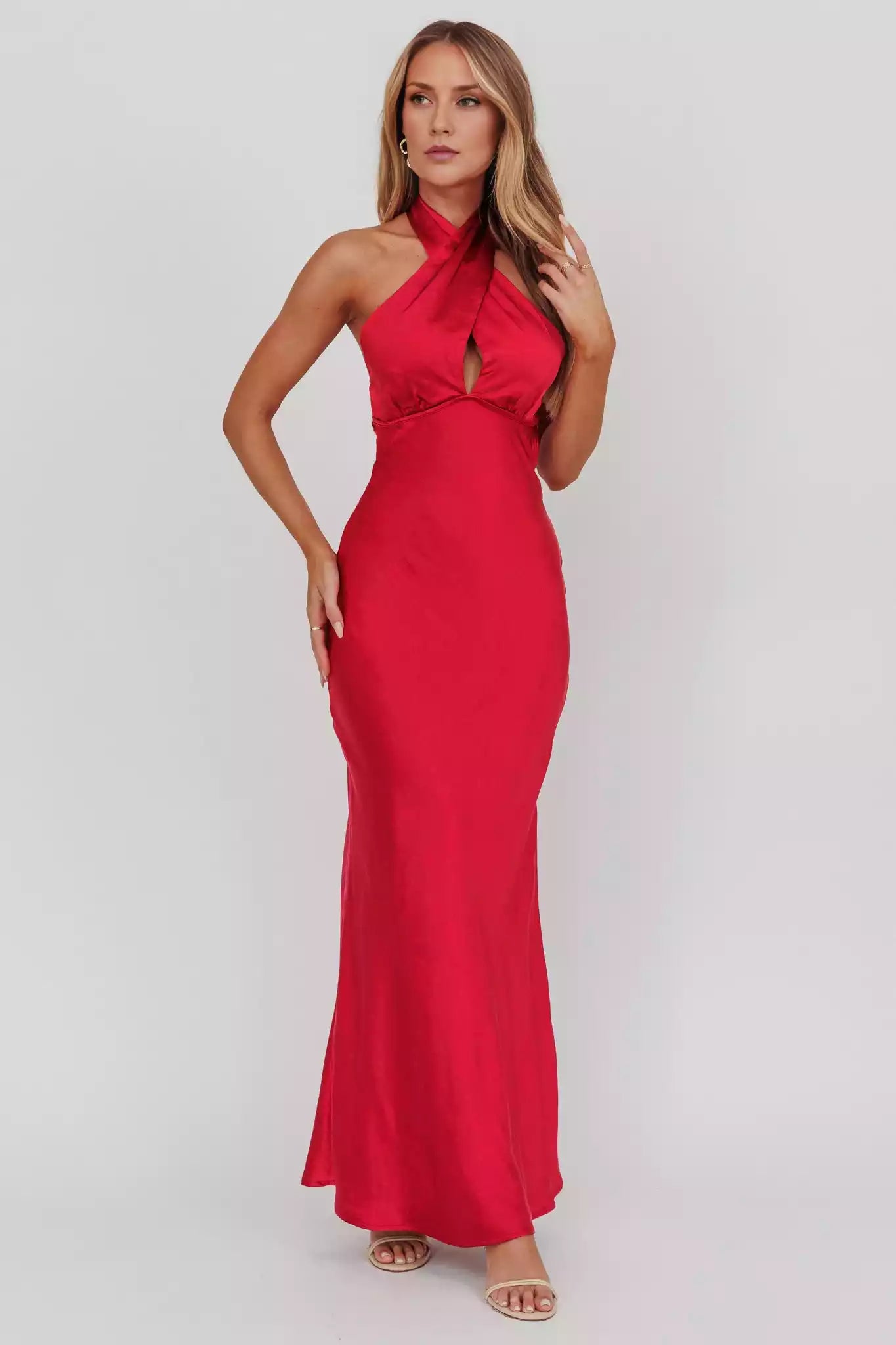 Elegant unlined cross hanging neck, backless bow tie, back zipper Bridesmaid Dresses