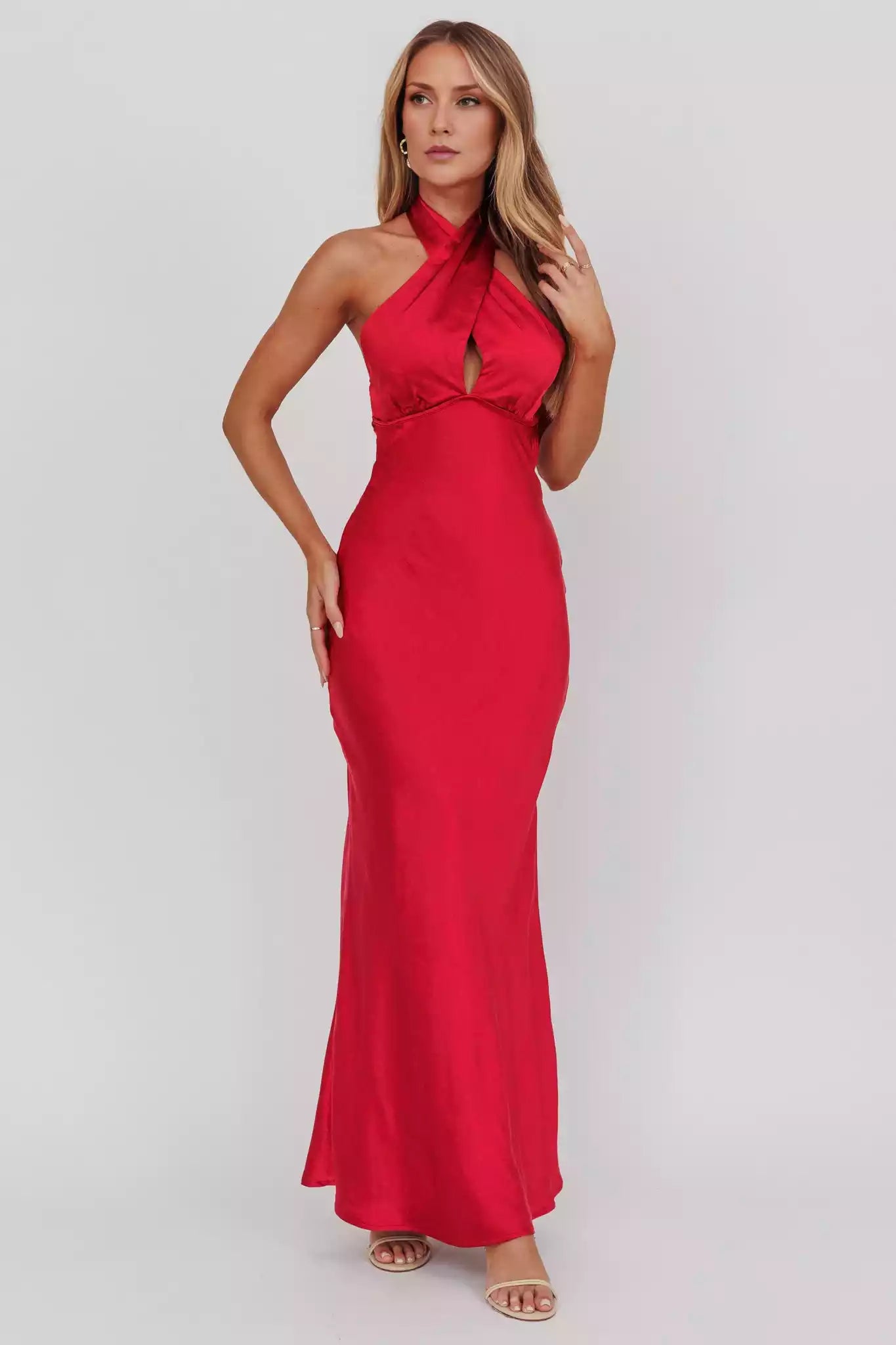Elegant unlined cross hanging neck, backless bow tie, back zipper Bridesmaid Dresses