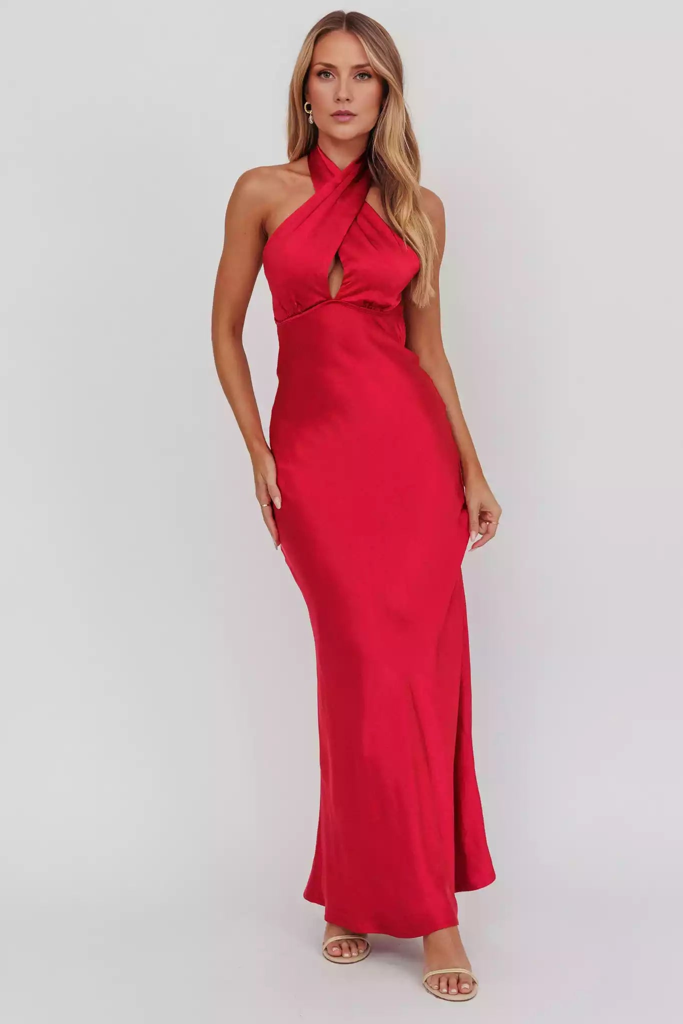 Elegant unlined cross hanging neck, backless bow tie, back zipper Bridesmaid Dresses