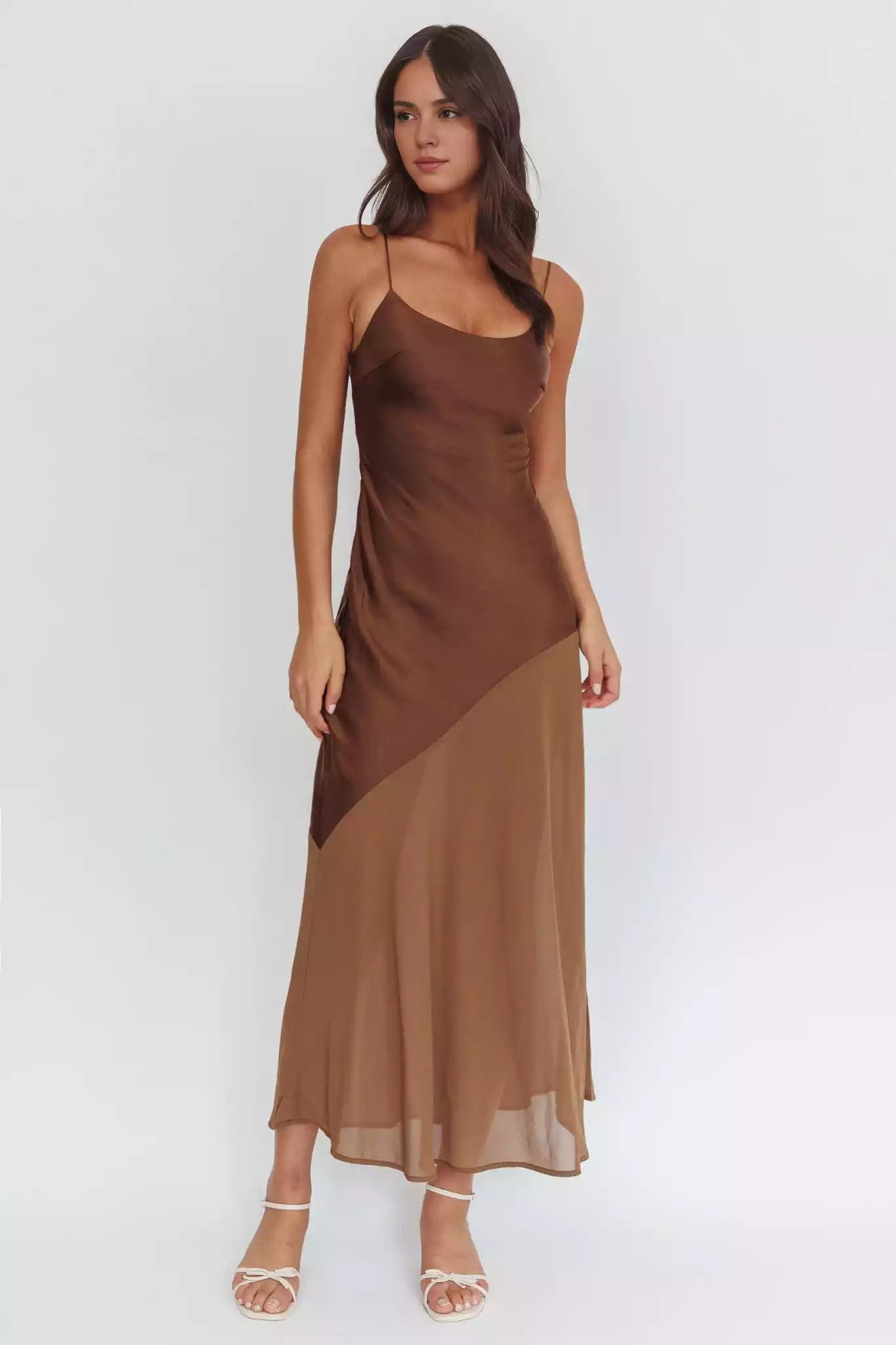Elegant unlined thin shoulder strap with side zipper satin Prom Dresses