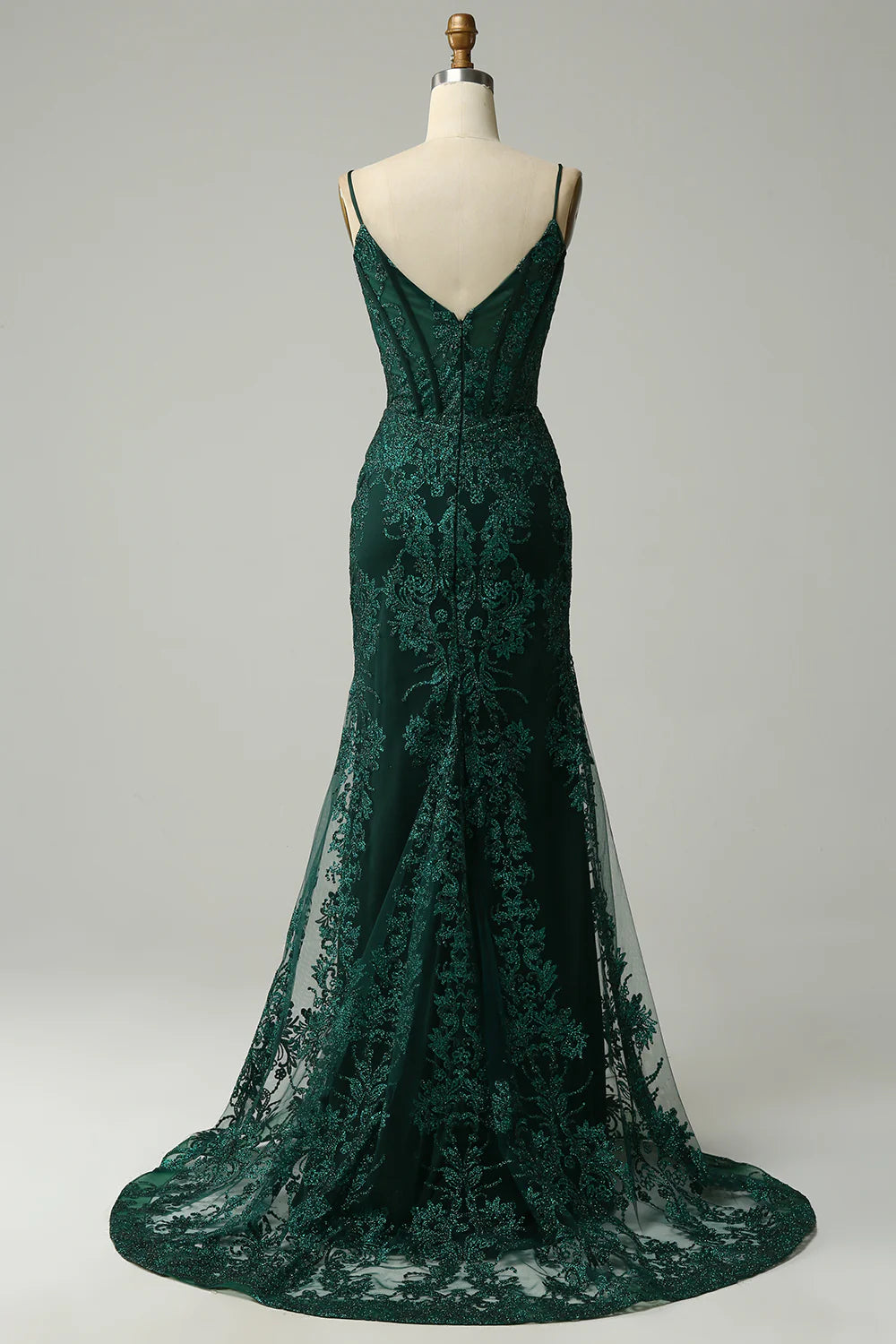 Emerald Green Lace Mermaid Evening Dresses