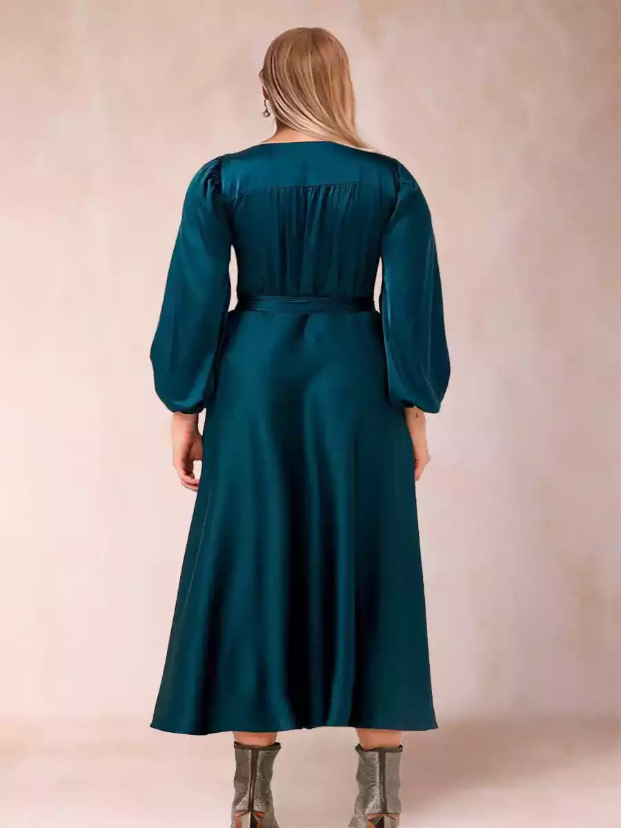 Enchanting A-line/Princess V-neck with three quarter sleeves wrapped in plus size Mother of the Bride Dresses