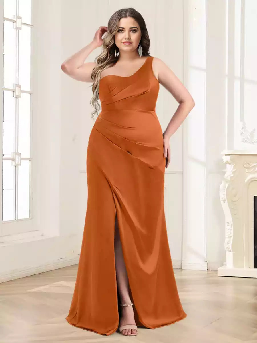 Enchanting Speaker/Mermaid Single Shoulder and Floor Size Wrinkle Mother of the Bride Dresses