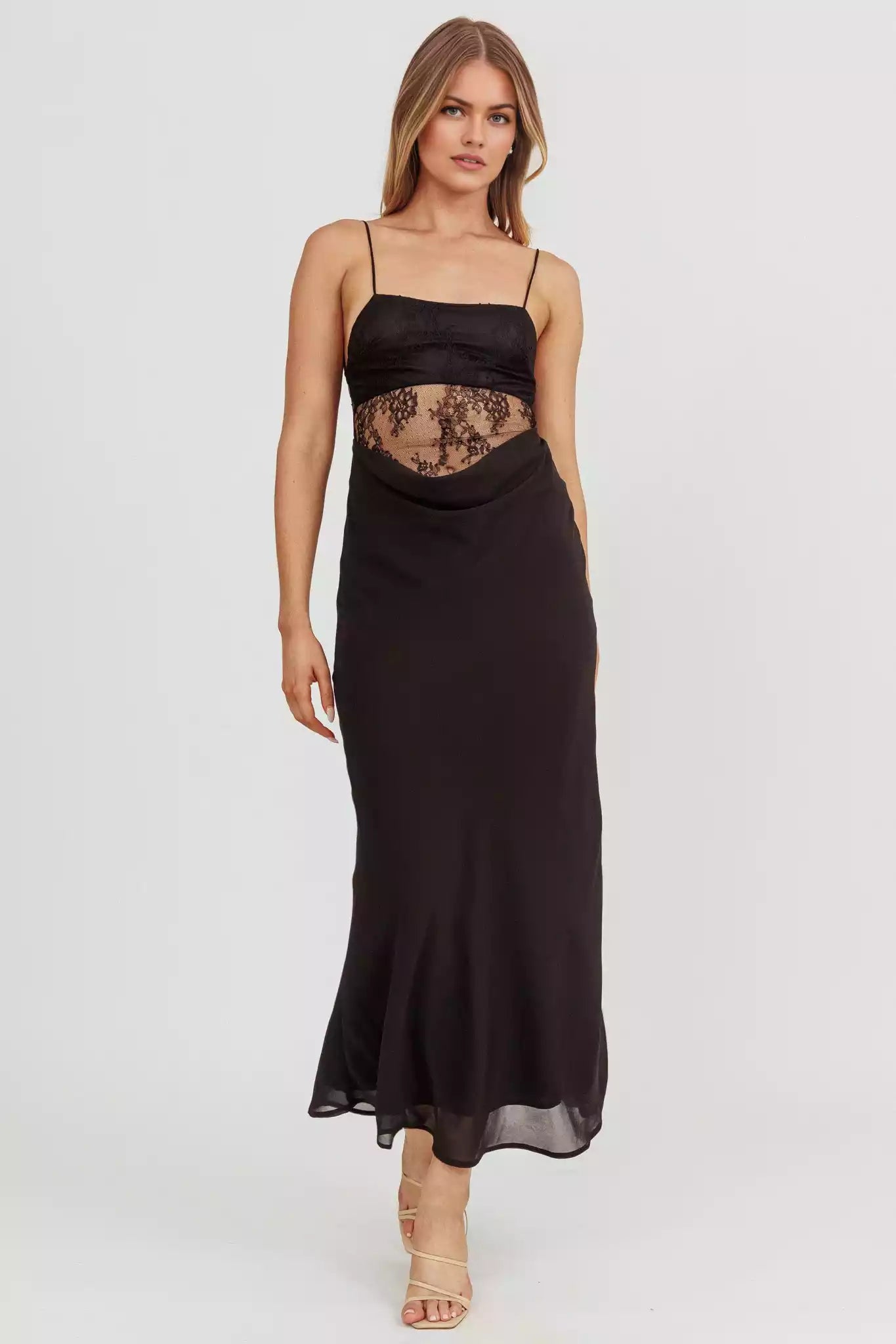Eternal elegance with lace waist, backless lace padding, invisible back zipper, Prom Dresses
