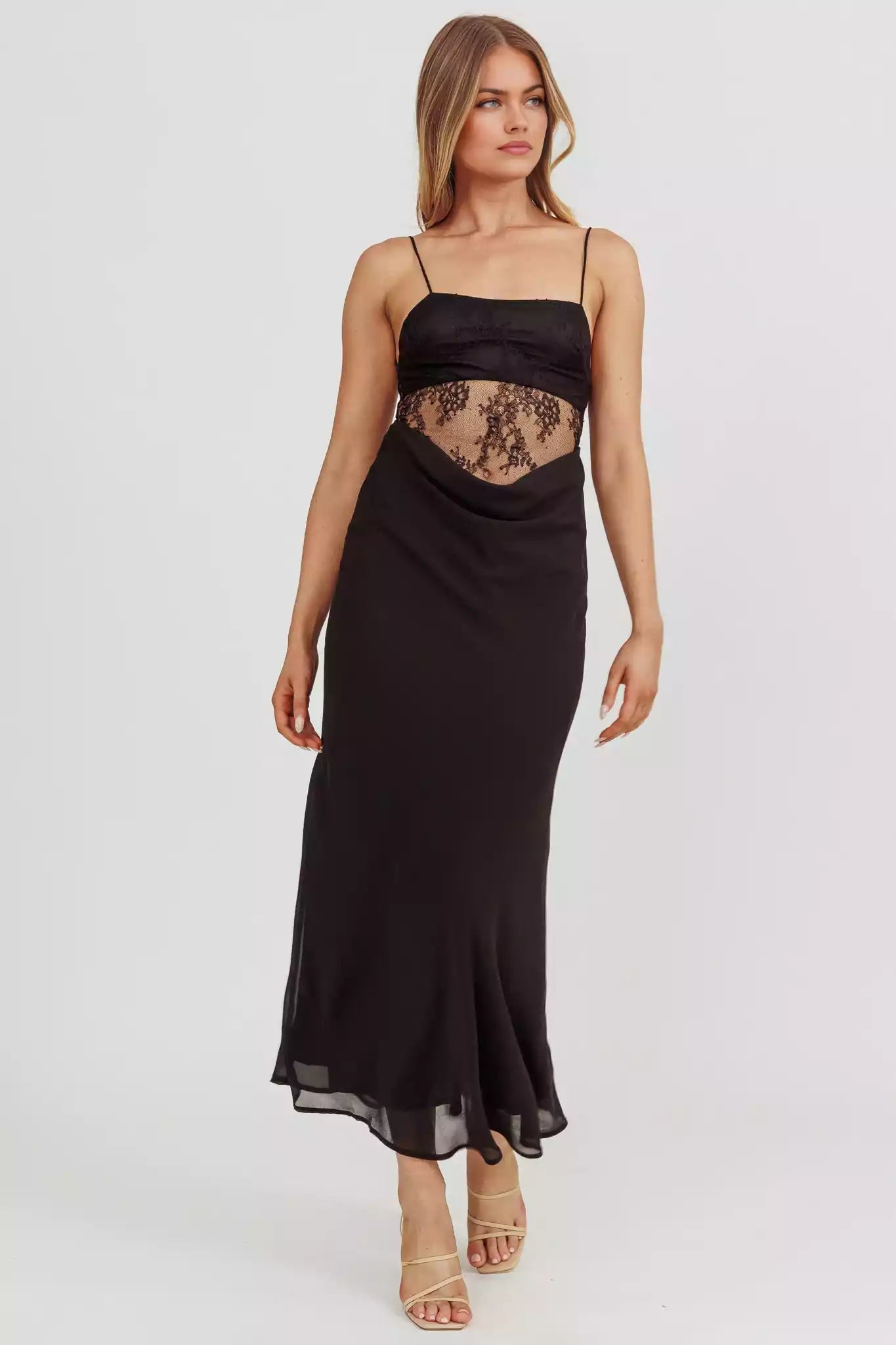 Eternal elegance with lace waist, backless lace padding, invisible back zipper, Prom Dresses