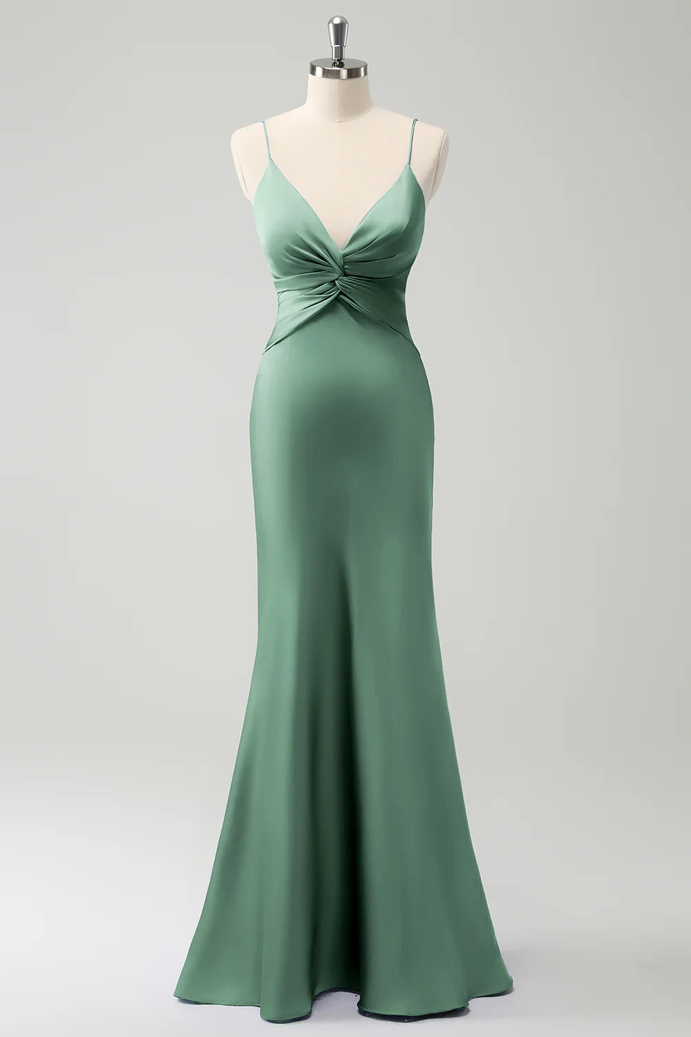 Mermaid front cross pleated long bridesmaid dress