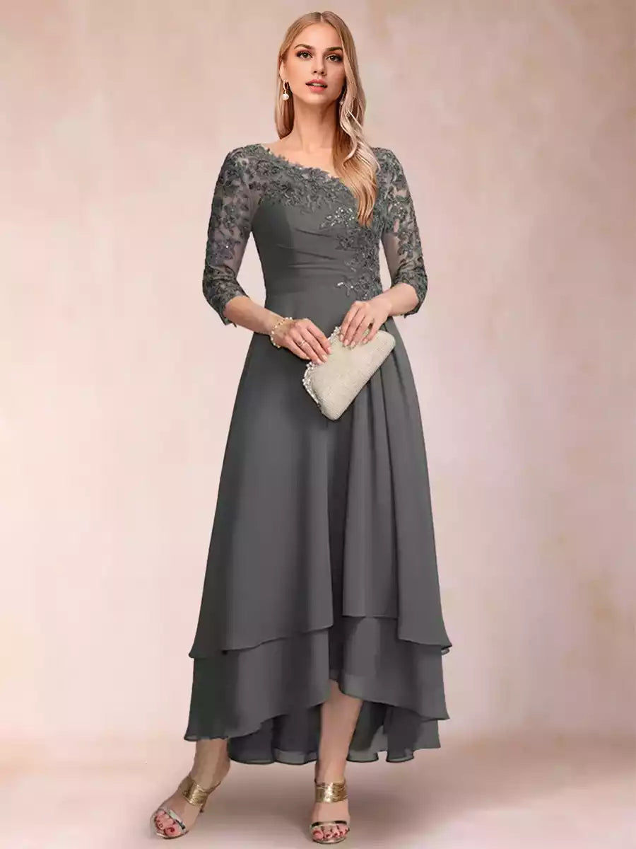Exquisite A-line/Princess V-neck seven quarter sleeve decal Mother of the Bride Dresses