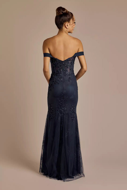 Exquisite Mermaid Off-Shoulder Sleeveless Beaded Applique Back Zip Floor-Length Prom Dresses Hot Sale