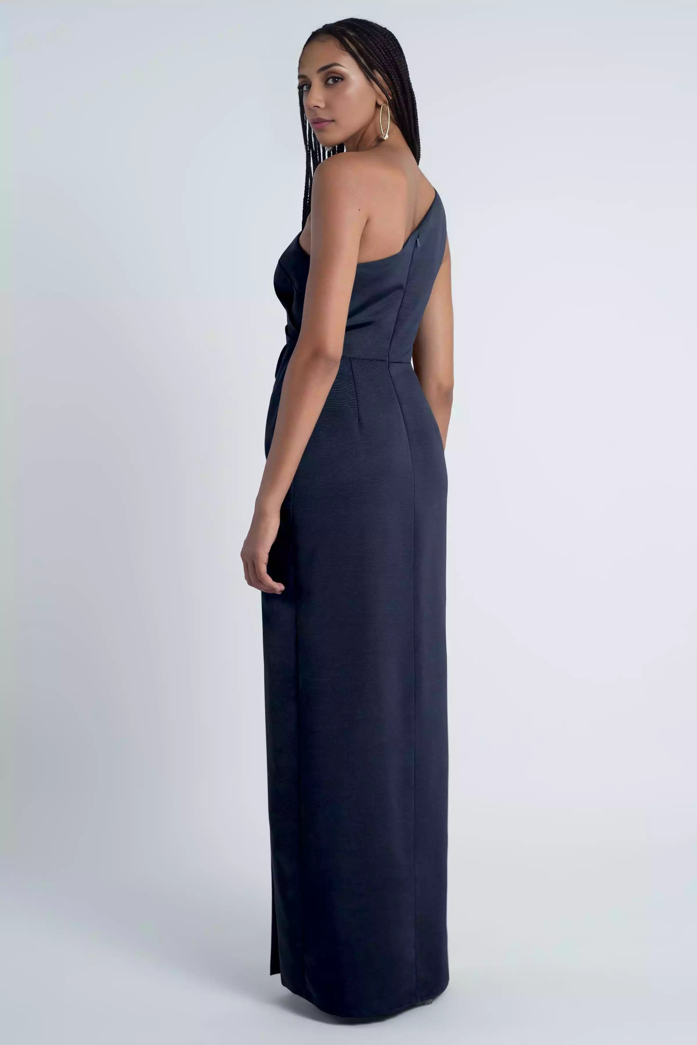 Exquisite one shoulder neckline tight corset with asymmetrical pleats and slits, fully lined back and mid zip Bridesmaid Dresses
