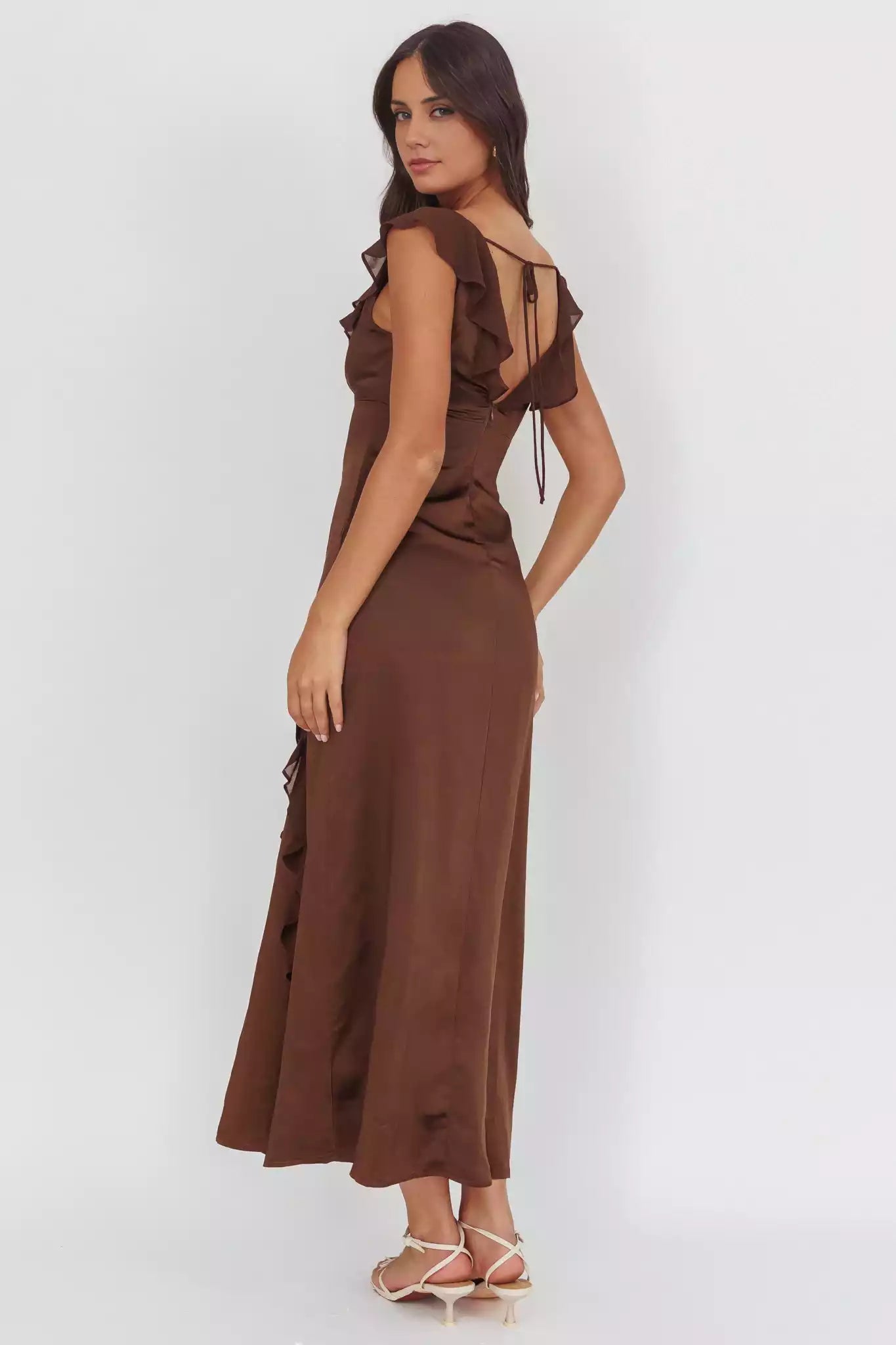 Exquisite ruffled edges without lining, ruffled edges with zipper at the back Prom Dresses