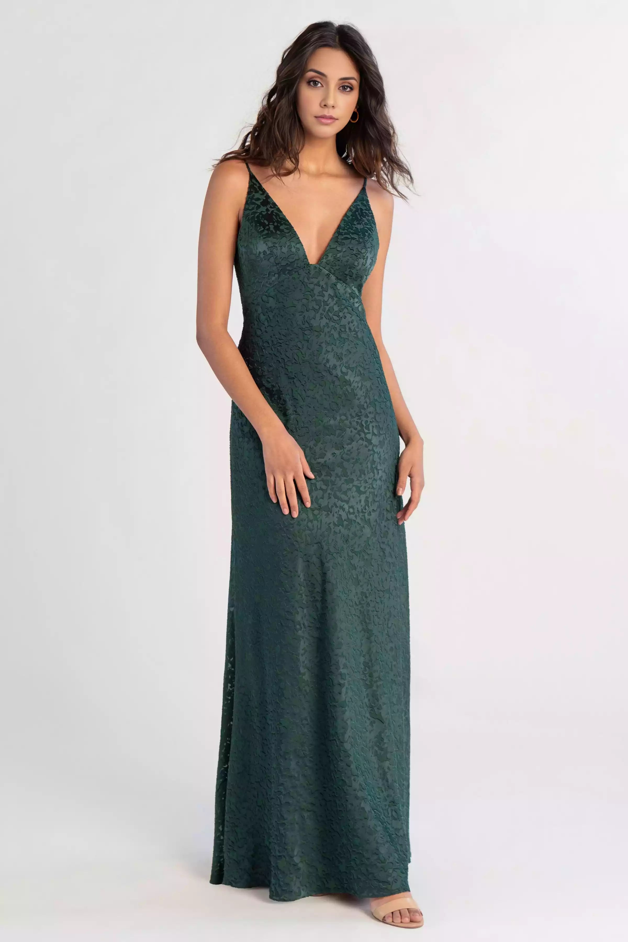 Exquisite satin, slender high waistline, notched neckline, close fitting oblique cut skirt, Bridesmaid Dresses