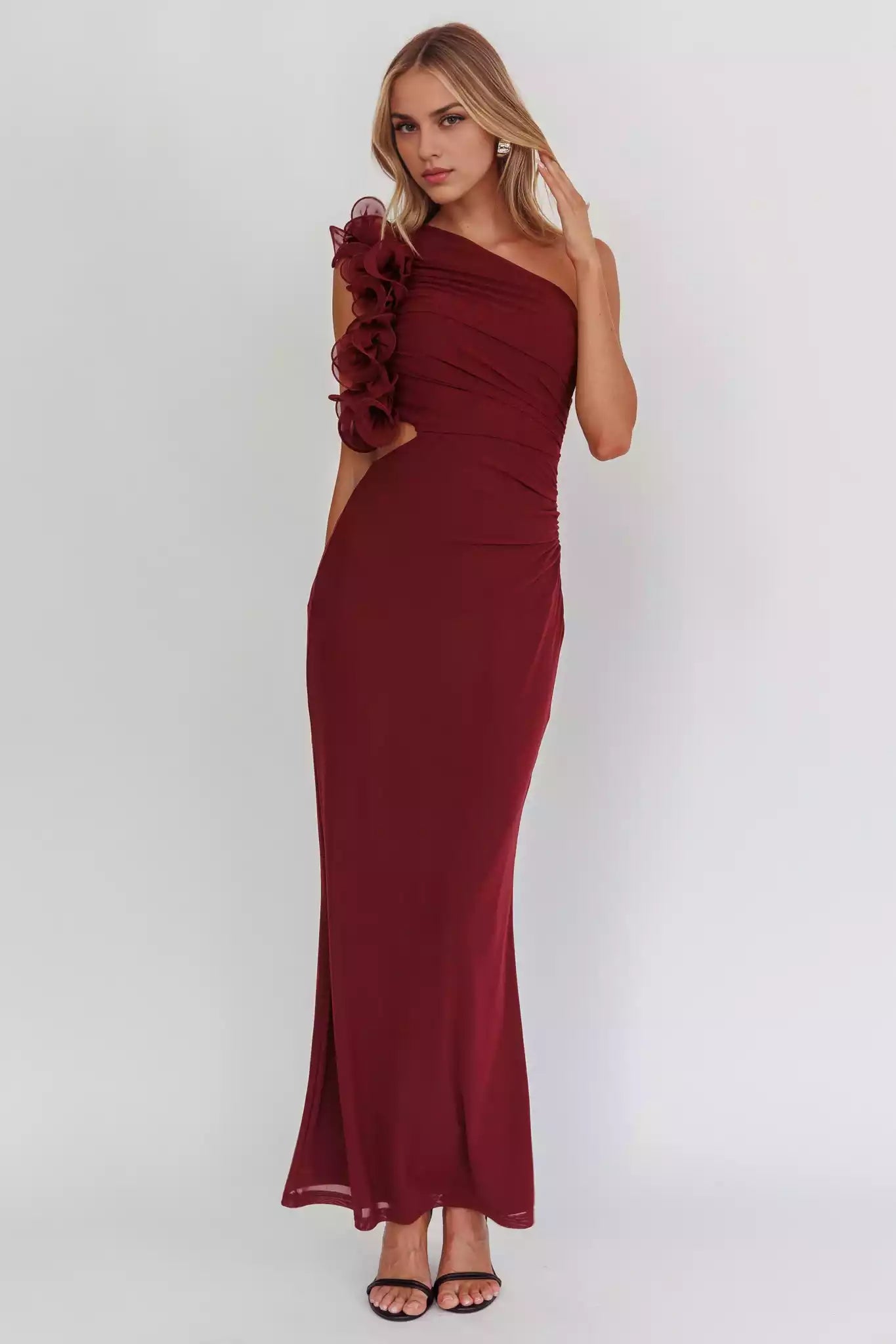 Exquisite shoulder lotus leaf edge decoration details, side zipper waist hollow design Prom Dresses