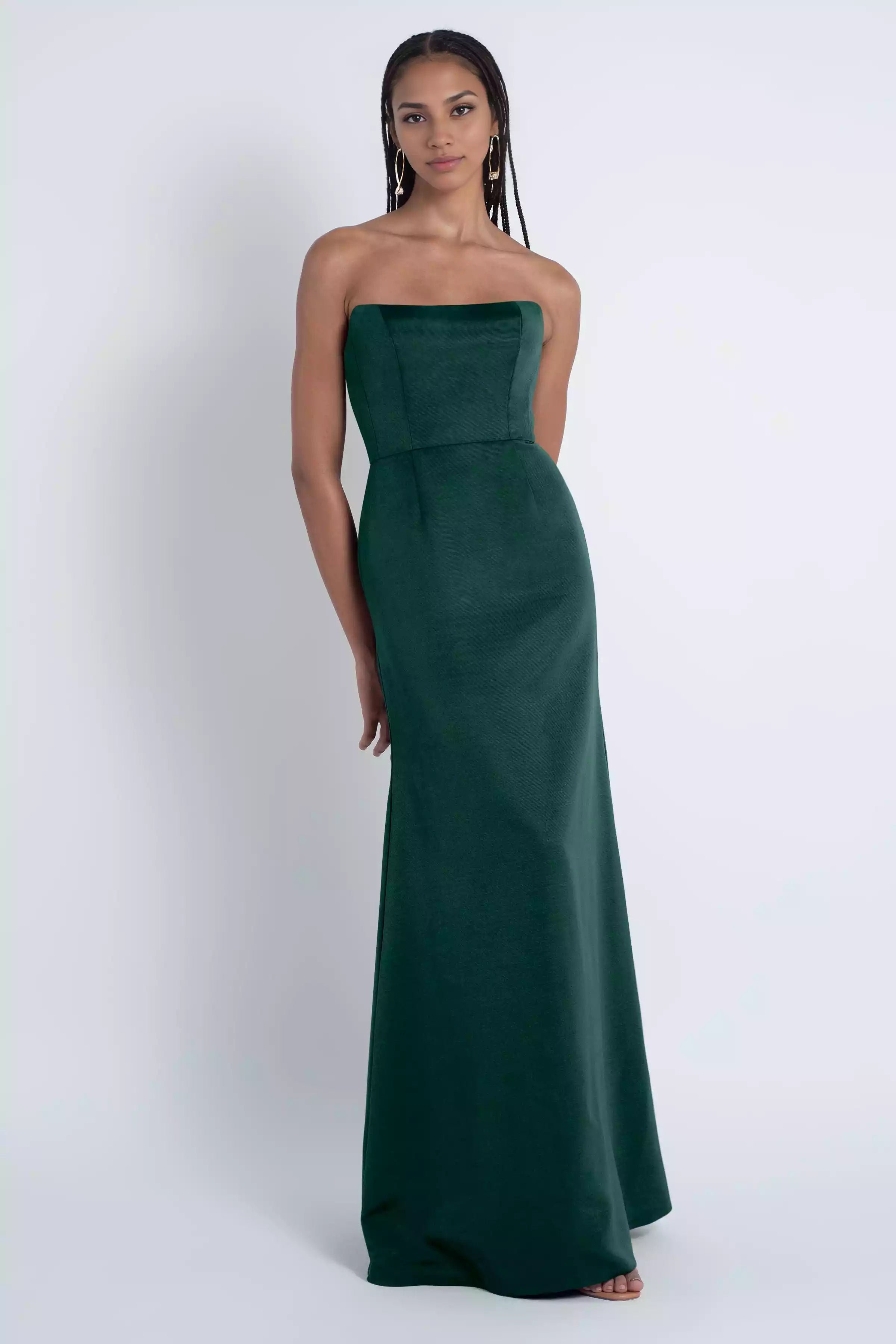 Exquisite straight neckline fitted flared skirt with natural waist seam, fully lined back and middle zipper, Evening Dresses