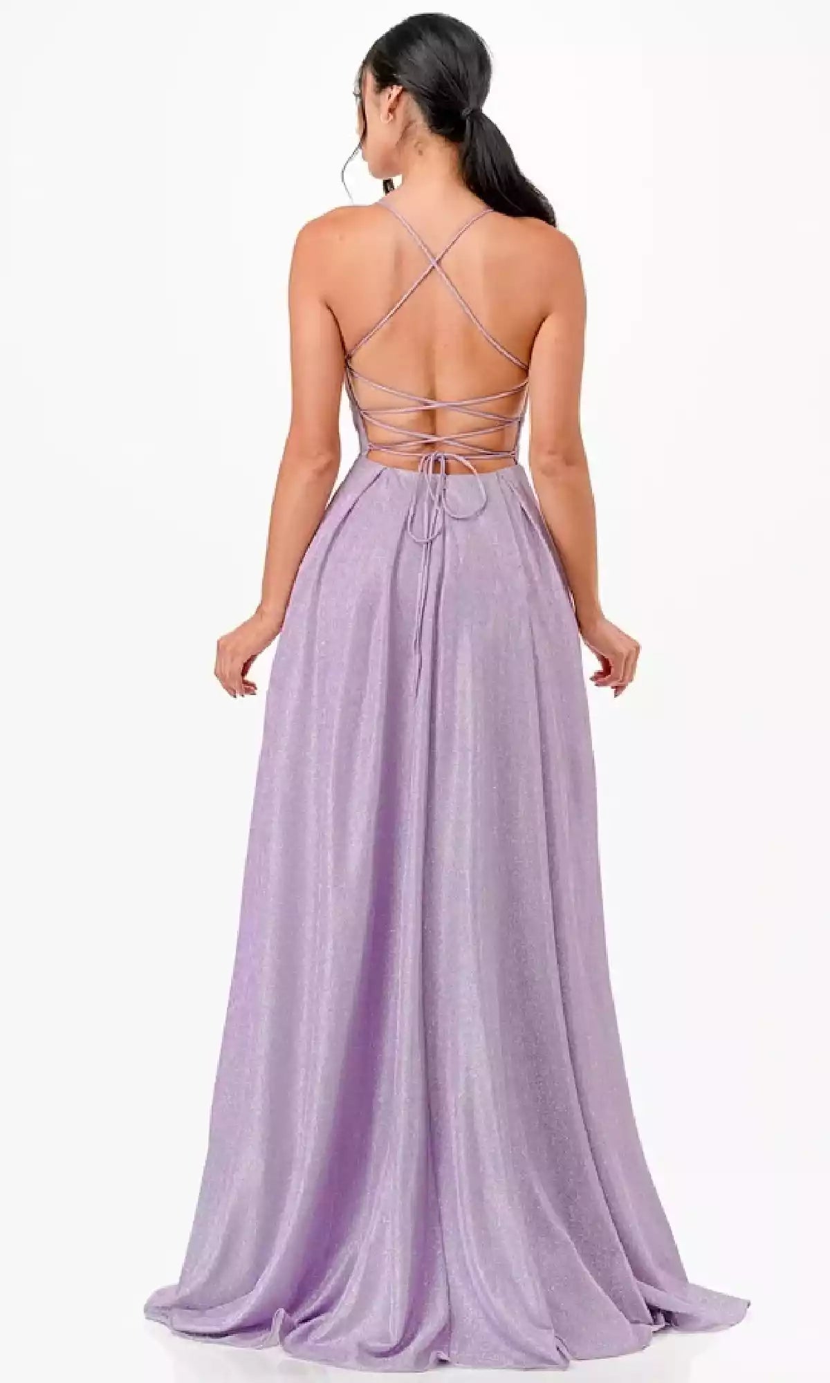 Exquisite thin shoulder strap sleeveless long A-line sequin backless lace up design slim fit Prom Dresses