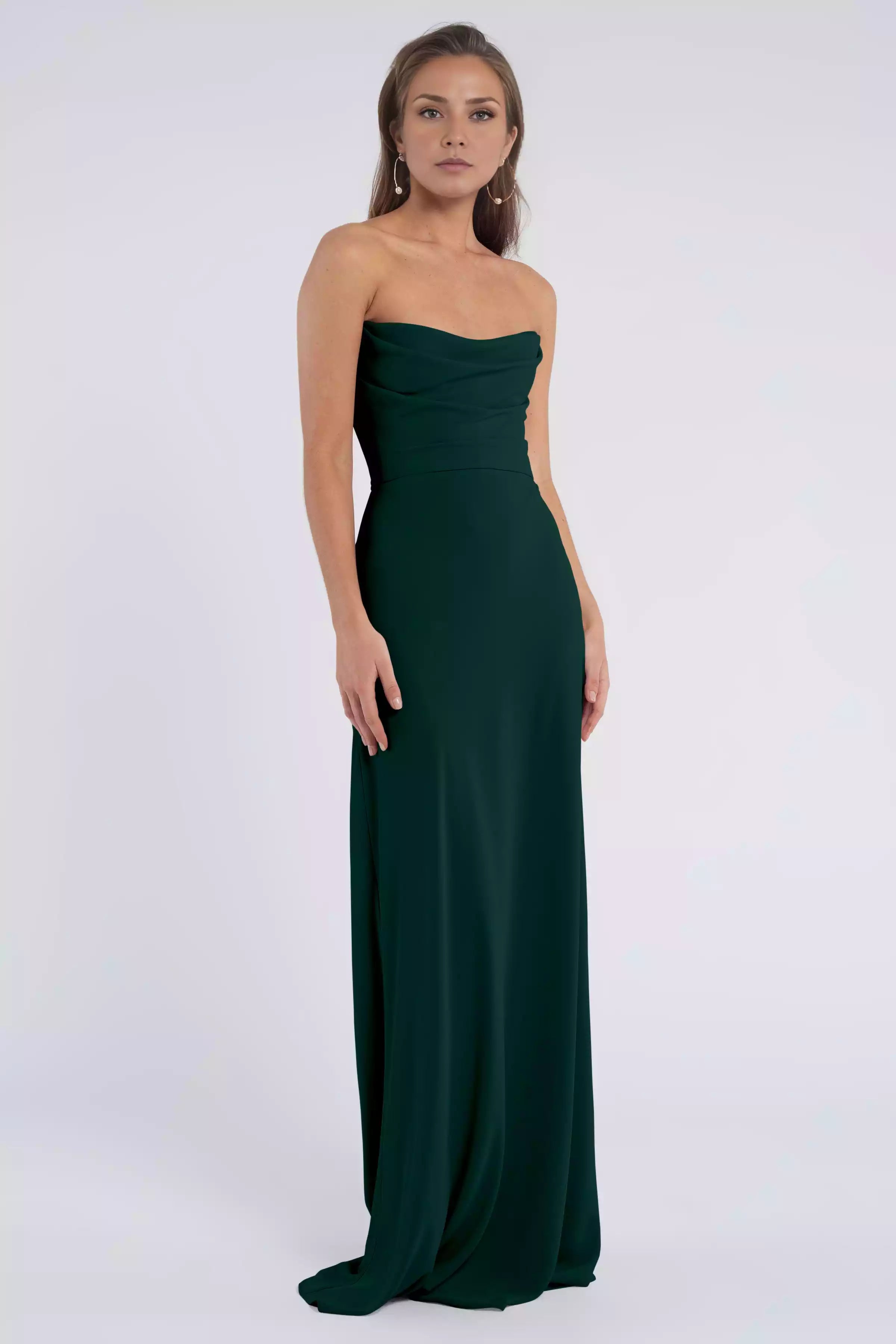 Eye catching scarf collar hanging tight corset tight corset slanted cut half skirt back mid zip Bridesmaid Dresses