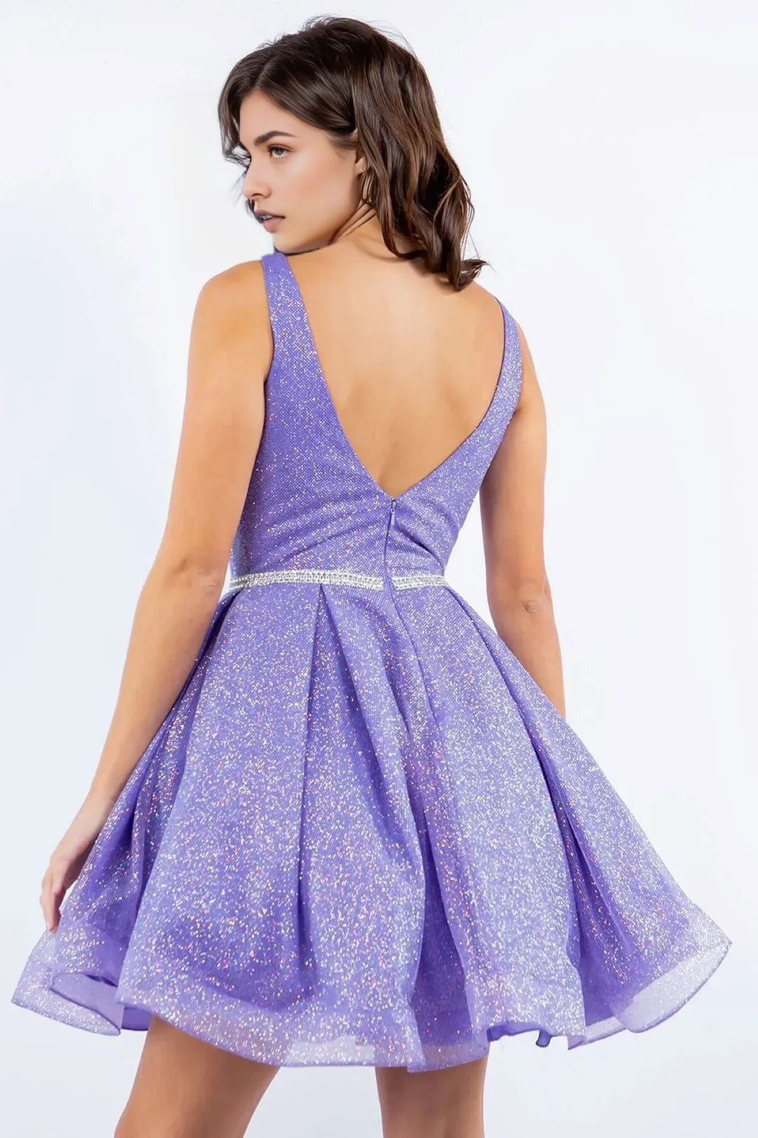 Fashion Lavender A-line V-Neck  Sleeveless beaded  Back Zip Short Homecoming Dress for women hot sale