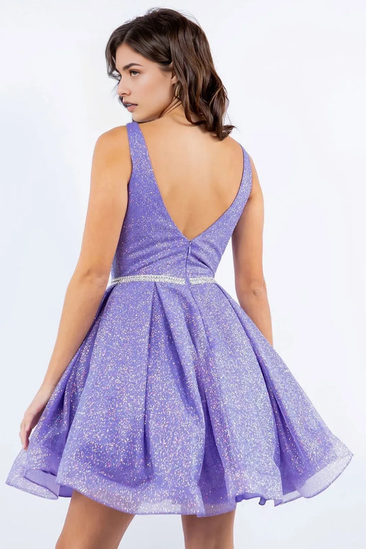 Fashion Lavender A-line V-Neck  Sleeveless beaded  Back Zip Short Homecoming Dress for women hot sale