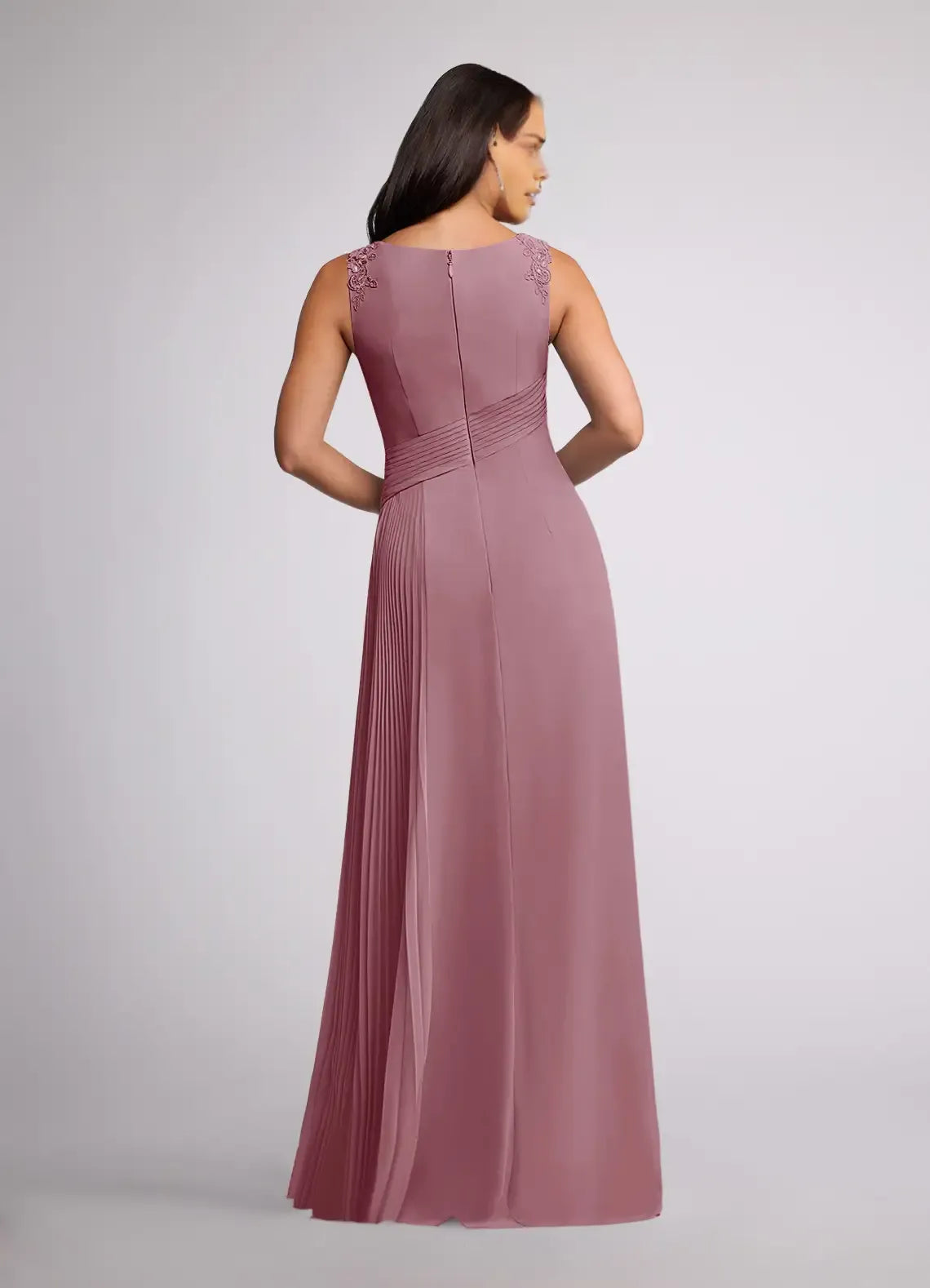 Fashionable A-Line Sequins Scoop Neck Sleeveless Back Zip Floor-Length Side Leg Slit Mother of the Bride Dress for women ﻿