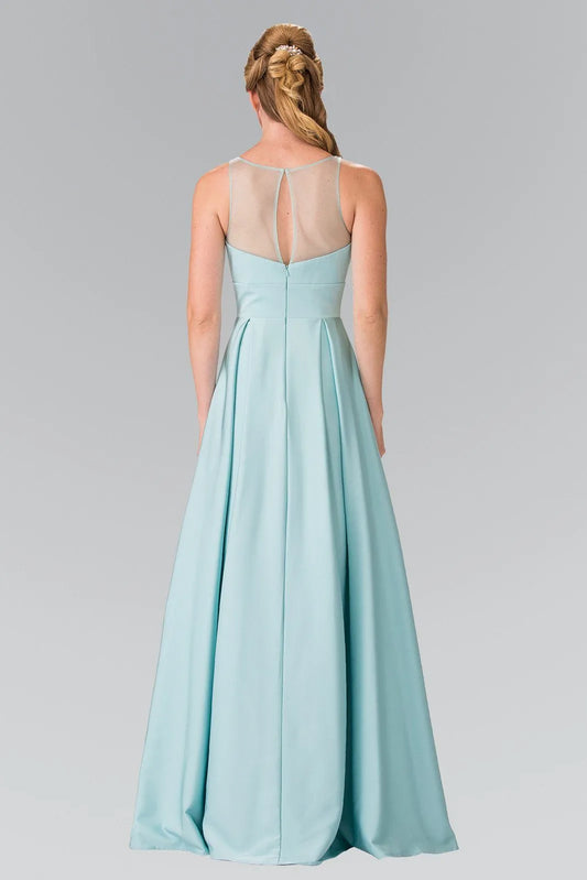 Fashionable A-line Satin Scoop sleeveless Cutout Zipper Floor length prom dress for women for sale