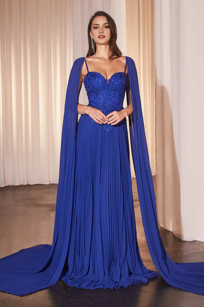 Fashionable A-line sweetheart  cape sleeve lace applique  Back Zip Floor length prom dress for women hot sale